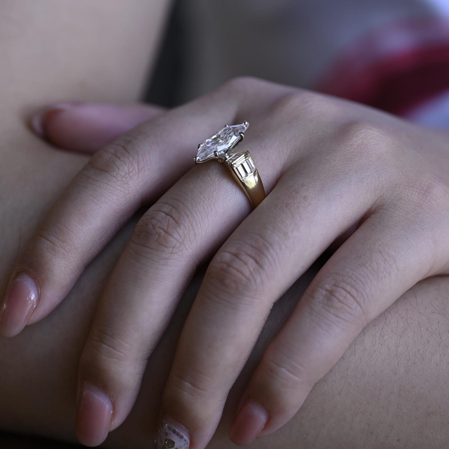 3 CT Marquise Cut Unique Wide Band Moissanite Engagement Ring