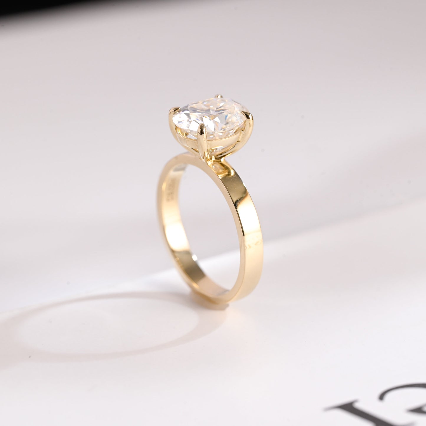 3.5 CT Oval Cut Solitaire Moissanite Engagement Ring