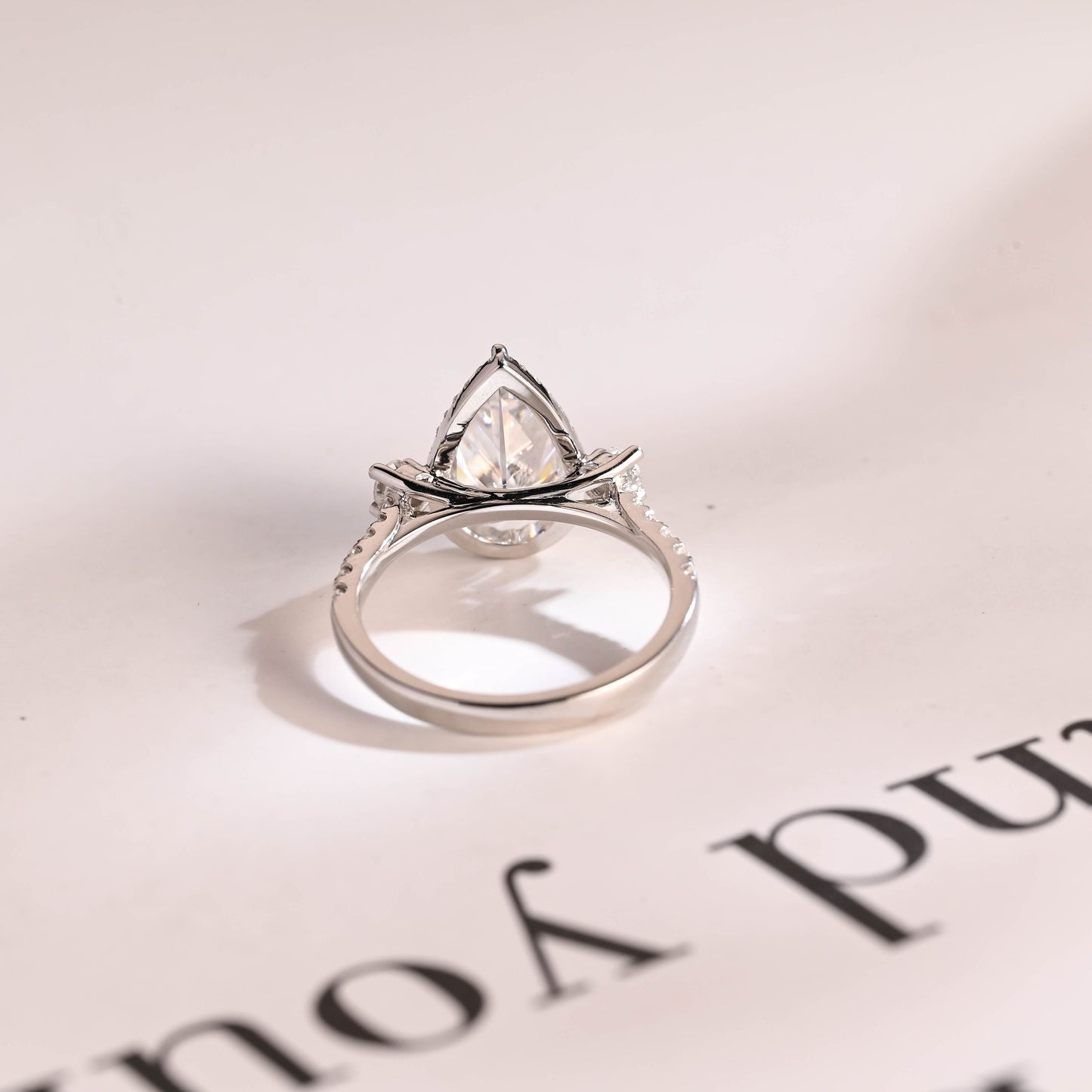 4.0 CT Pear Cut Halo Moissanite Engagement Ring