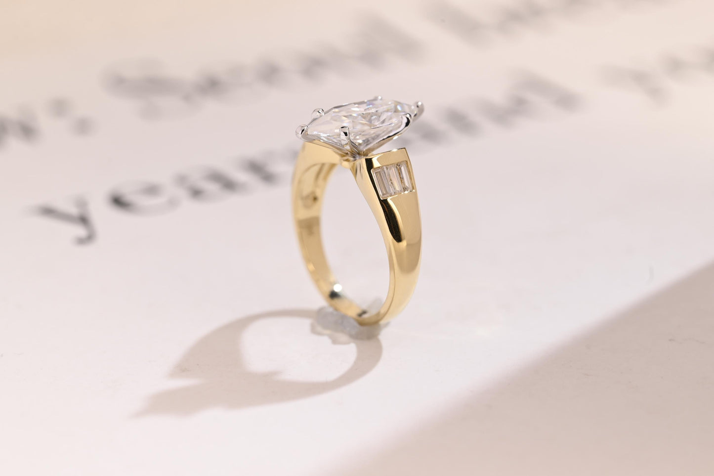3 CT Marquise Cut Unique Wide Band Moissanite Engagement Ring