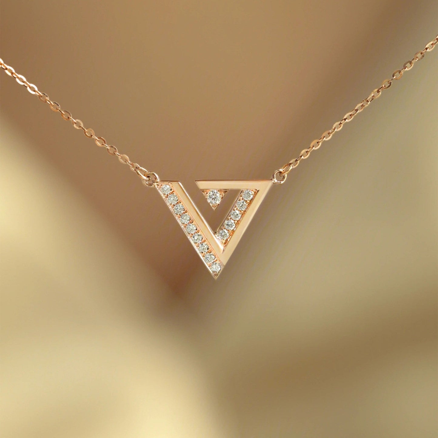 Xanthe-0.10 TCW Round Triangle Minimalist Moissanite Necklace