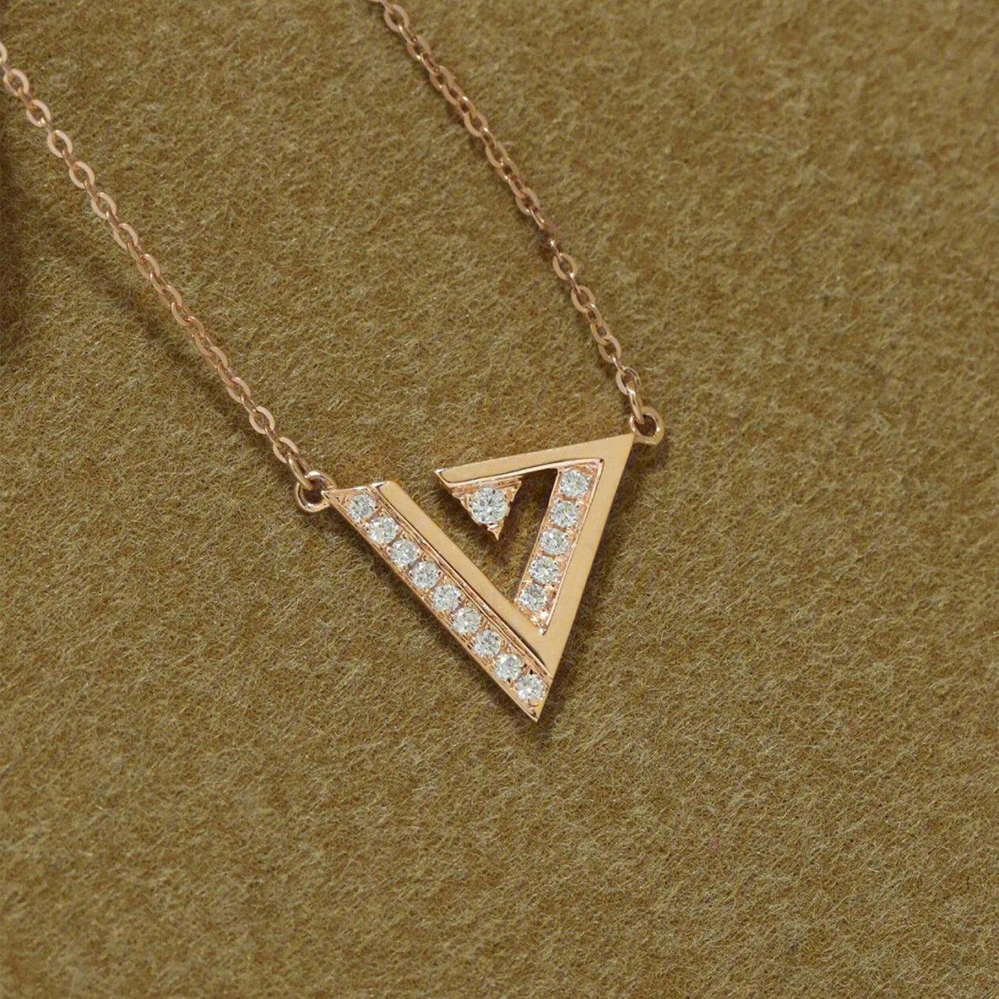 Xanthe-0.10 TCW Round Triangle Minimalist Moissanite Necklace