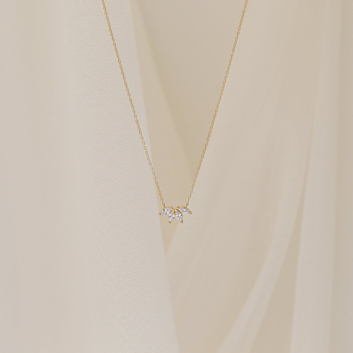 Delilah-0.40 TCW Marquise Flower Petal Moissanite Necklace