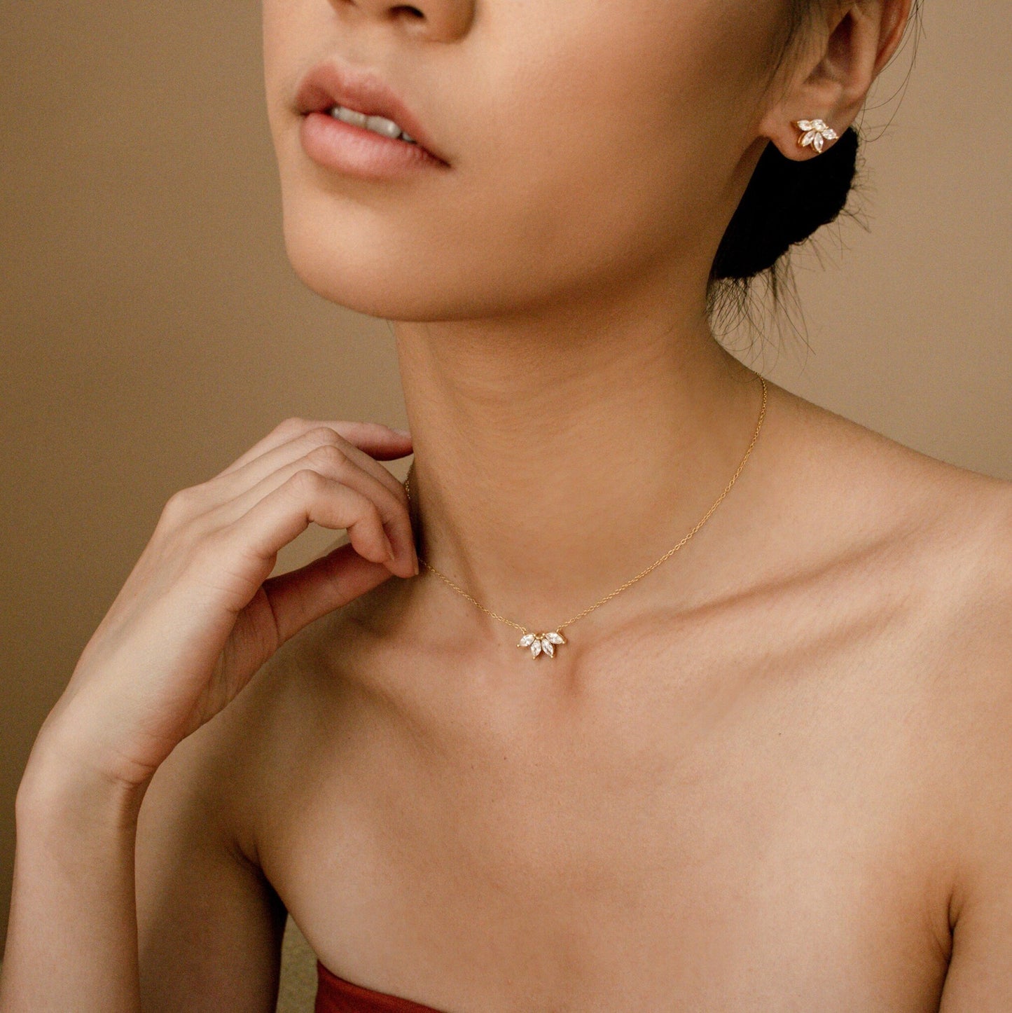 Delilah-0.40 TCW Marquise Flower Petal Moissanite Necklace