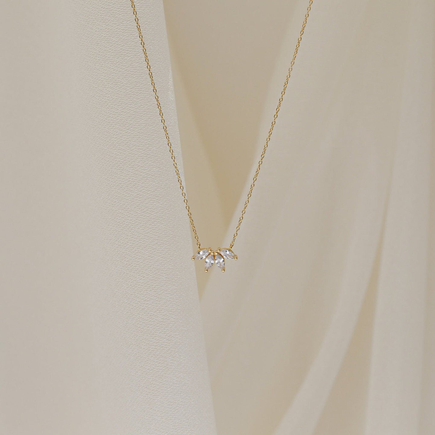 Delilah-0.40 TCW Marquise Flower Petal Moissanite Necklace