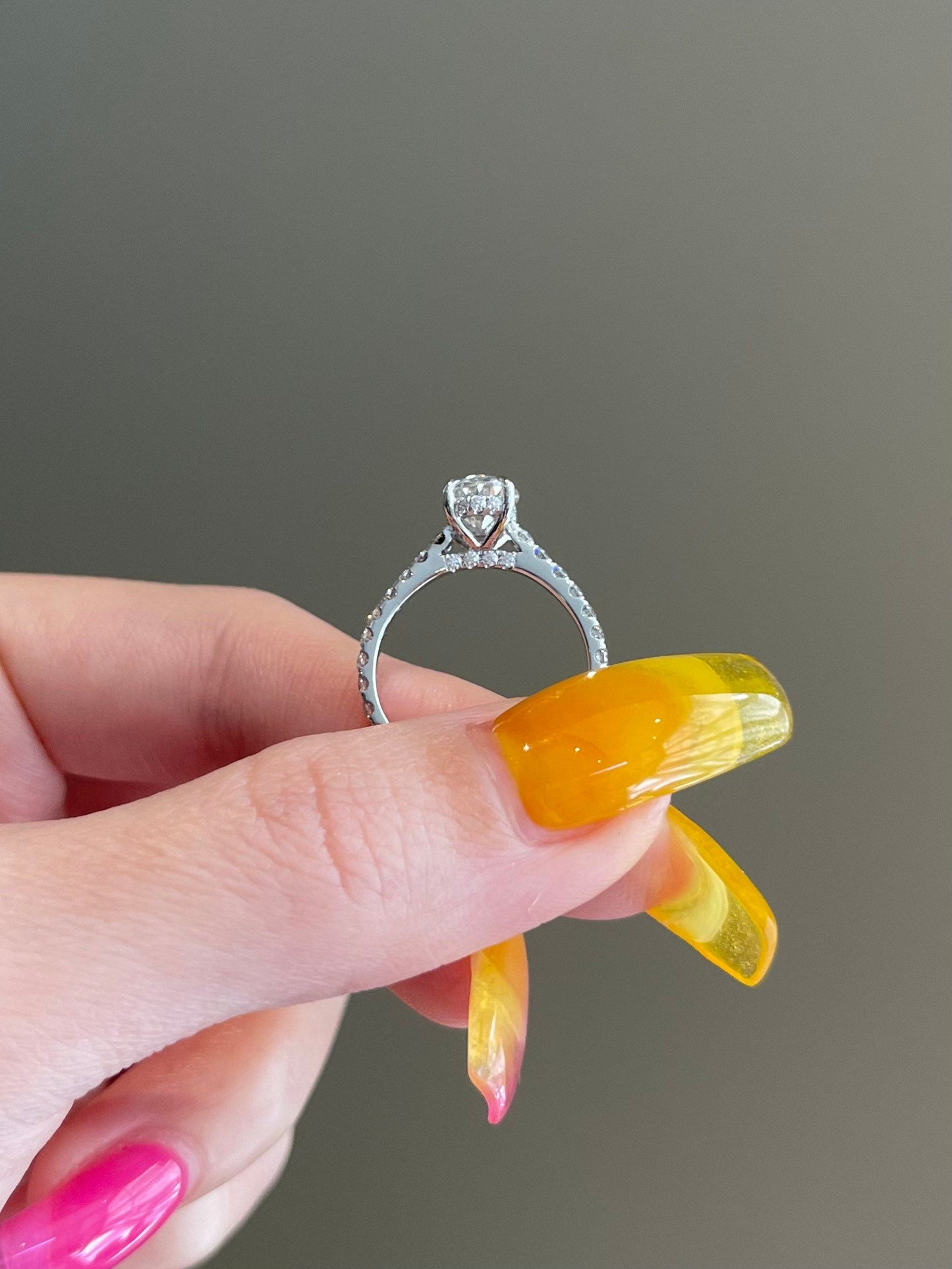 Angela- 1.5 CT Oval Hidden Halo Pave Moissanite Ring