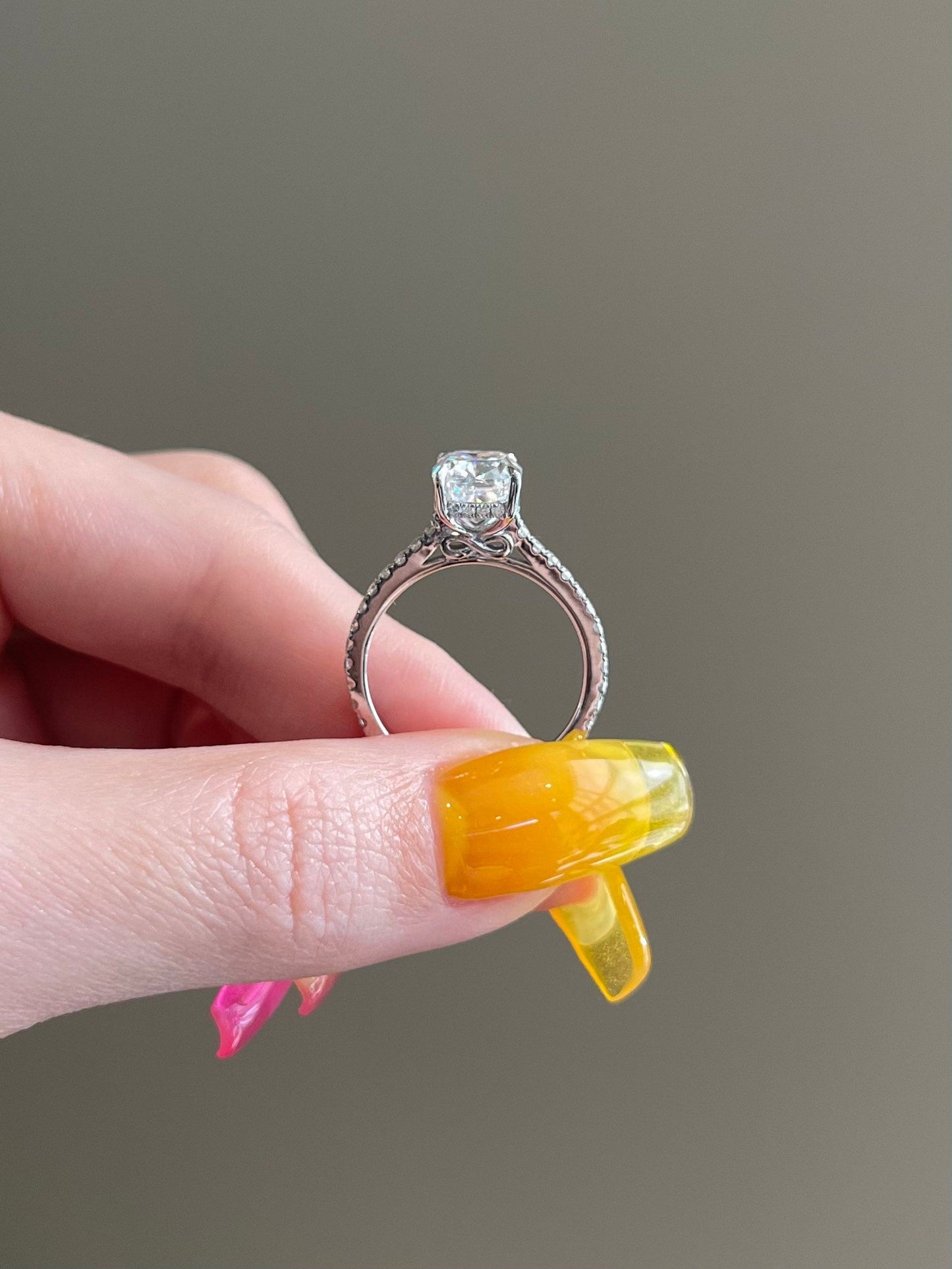 Sharon- 3.0 CT Cushion Hidden Halo Paave Moissanite Ring