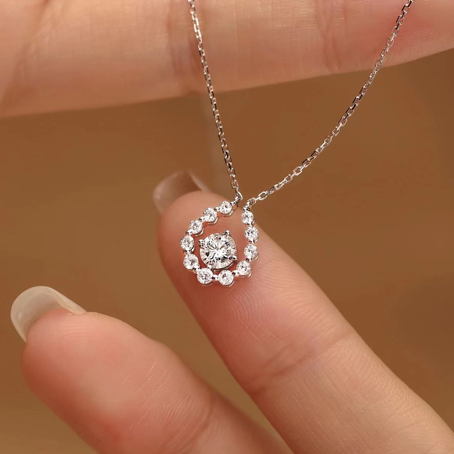 Talia-0.50 CT Round Halo Moissanite Necklace
