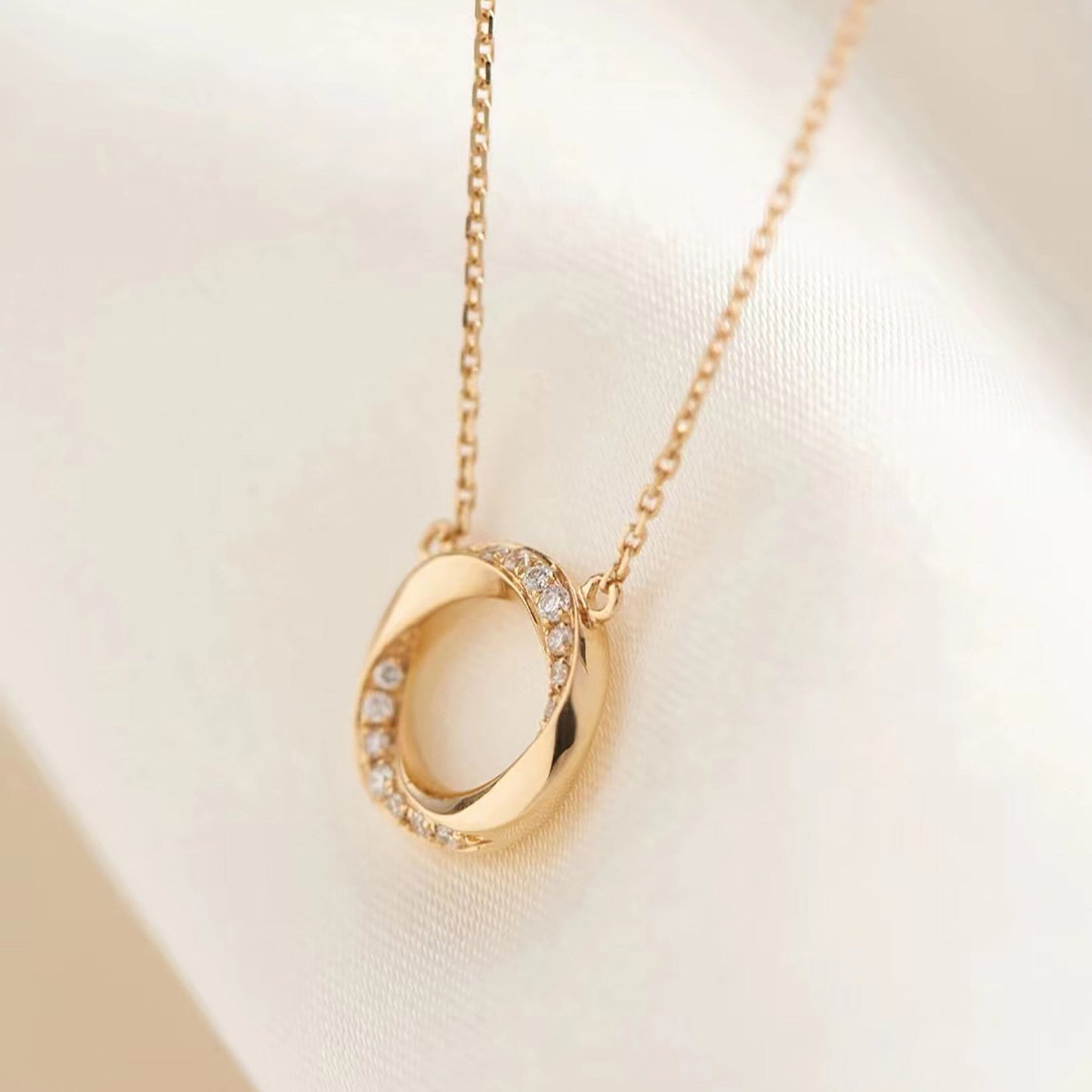 Violet-0.20 TCW Round Open Circle Moissanite Necklace