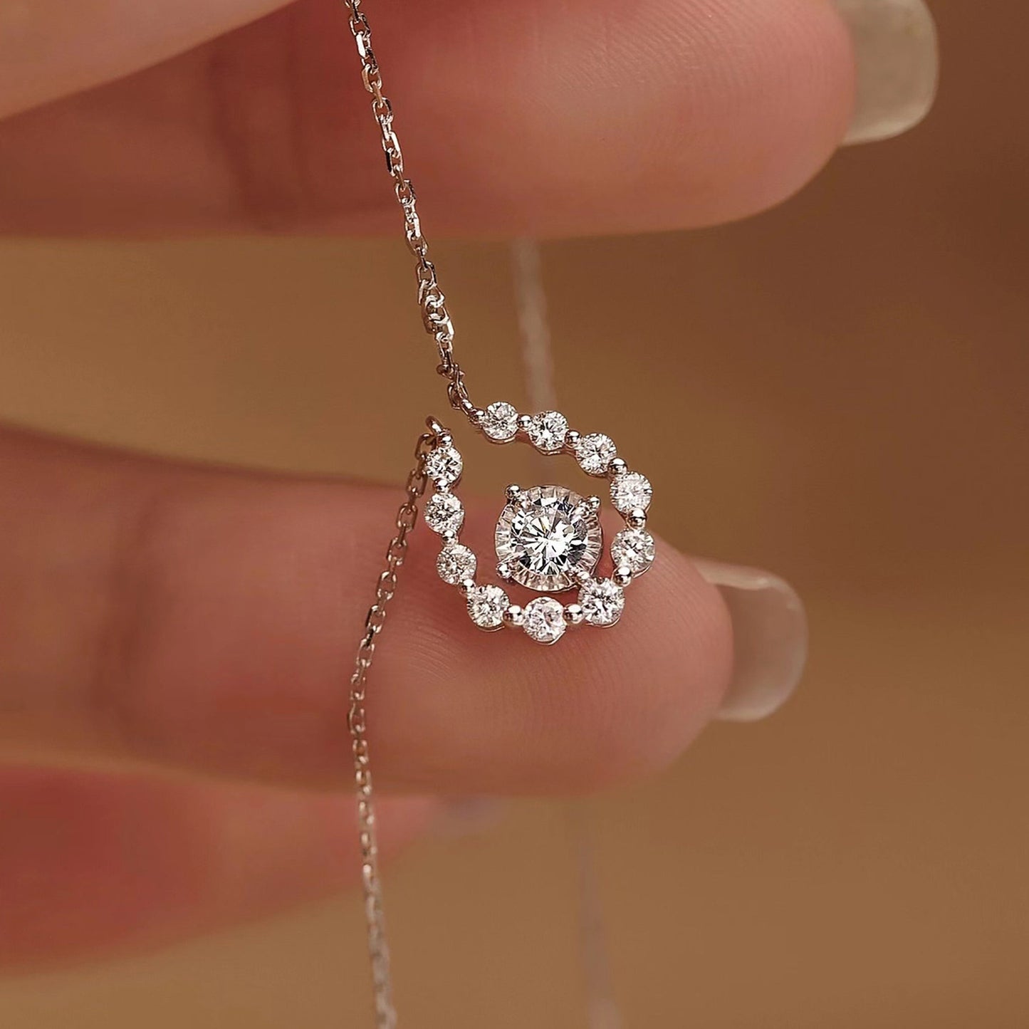 Talia-0.50 CT Round Halo Moissanite Necklace