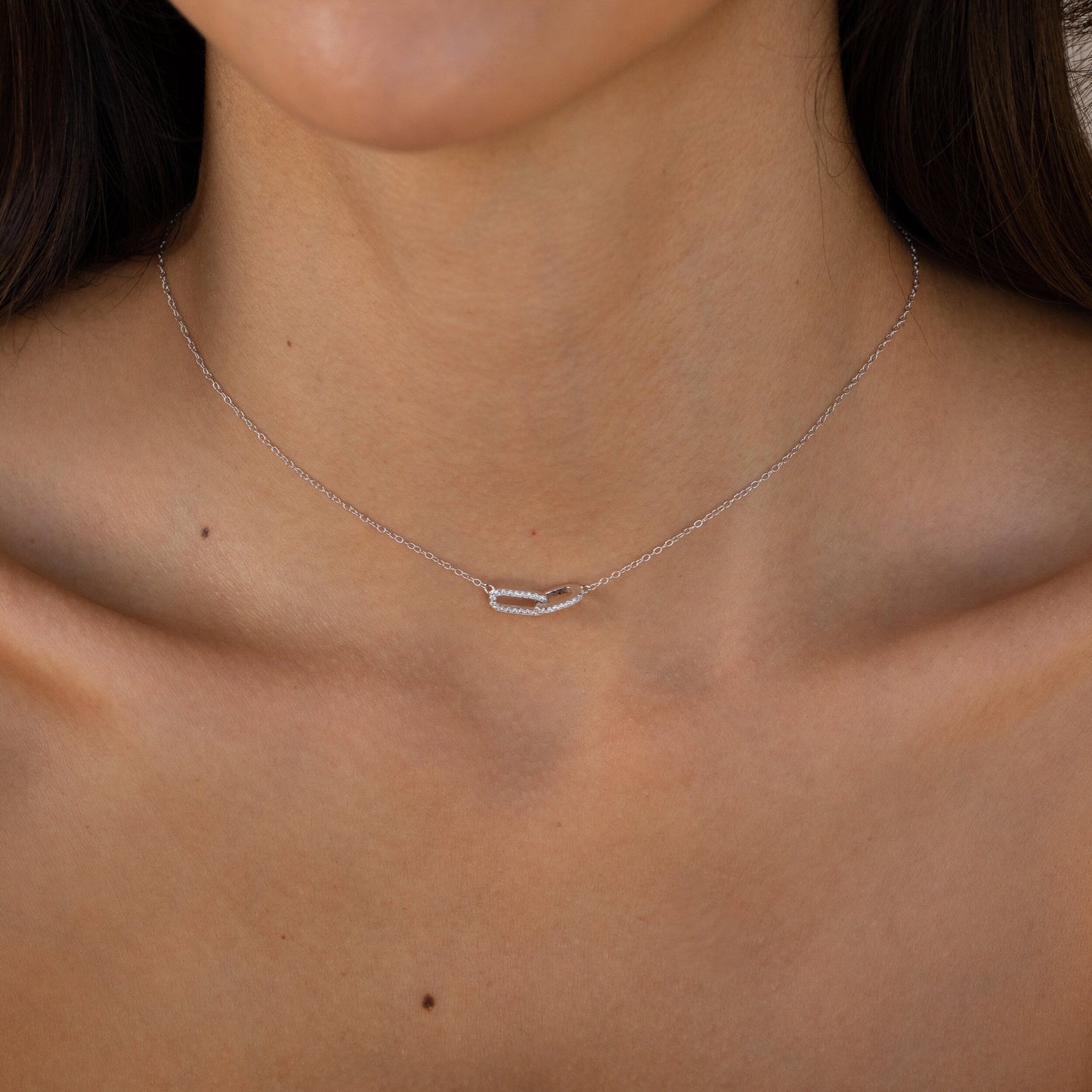 Fiona- 0.15 TCW Round Pave Linked Moissanite Necklace