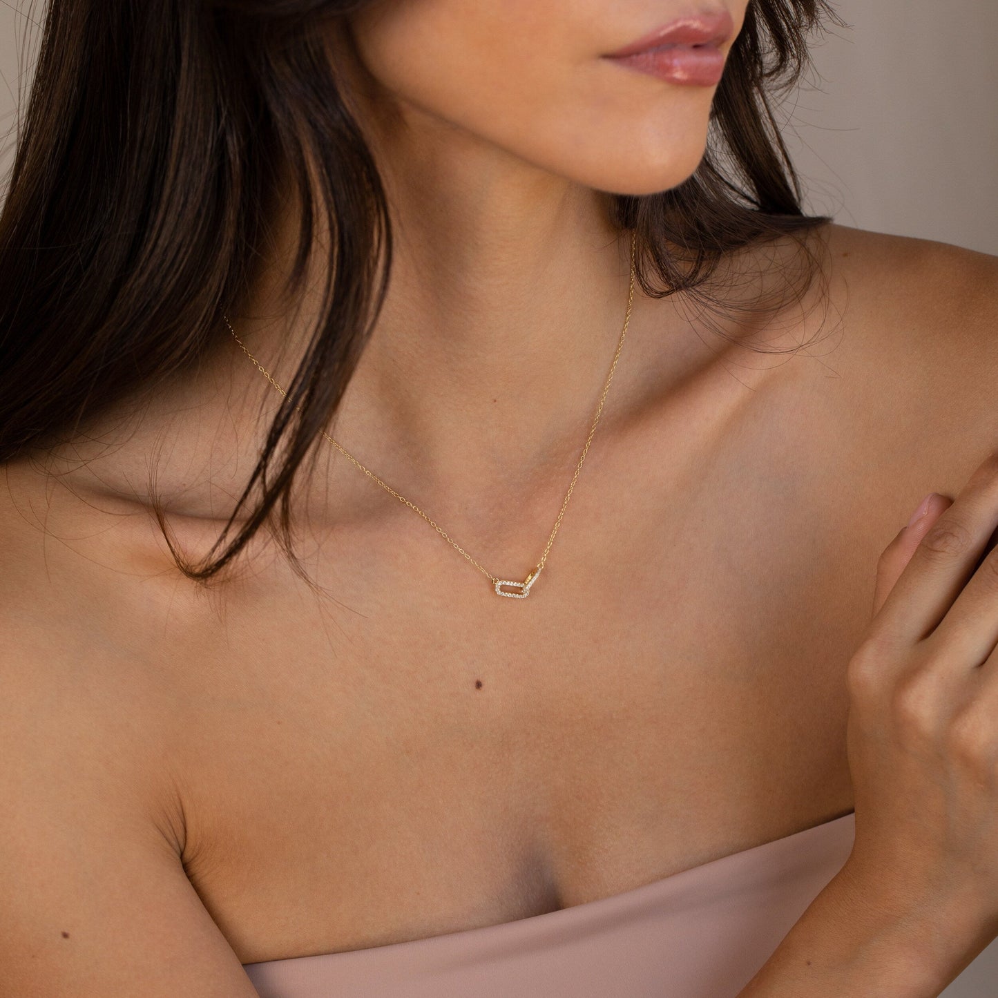 Fiona- 0.15 TCW Round Pave Linked Moissanite Necklace