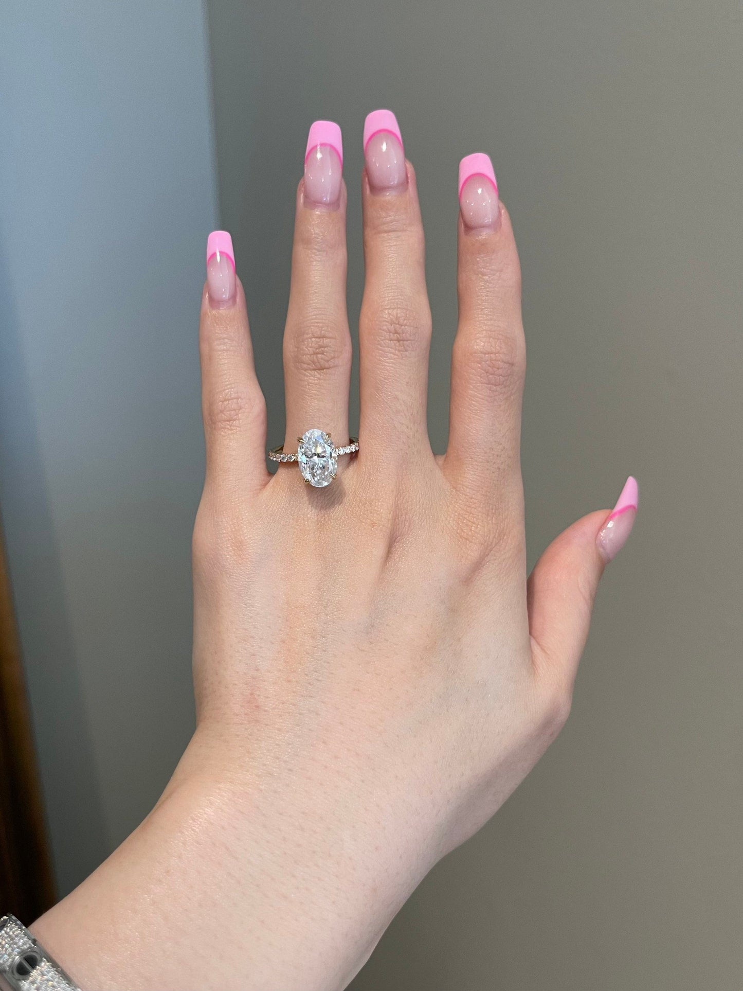 Kathleen- 4.0 CT Oval Hidden Halo Pave Moissanite Ring