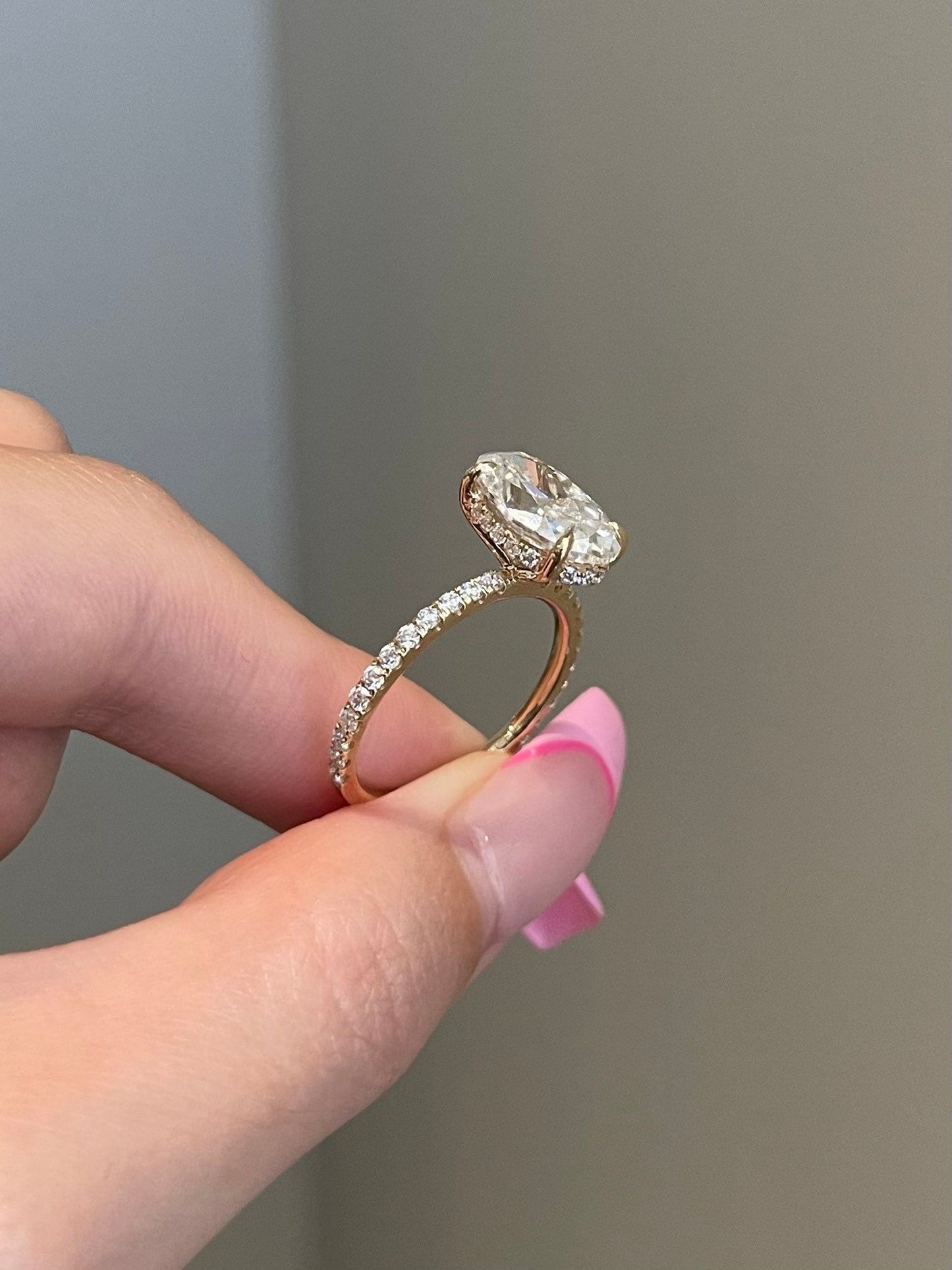 Kathleen- 4.0 CT Oval Hidden Halo Pave Moissanite Ring