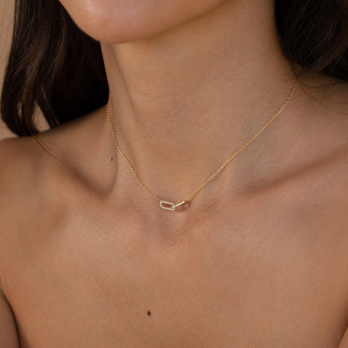 Fiona- 0.15 TCW Round Pave Linked Moissanite Necklace