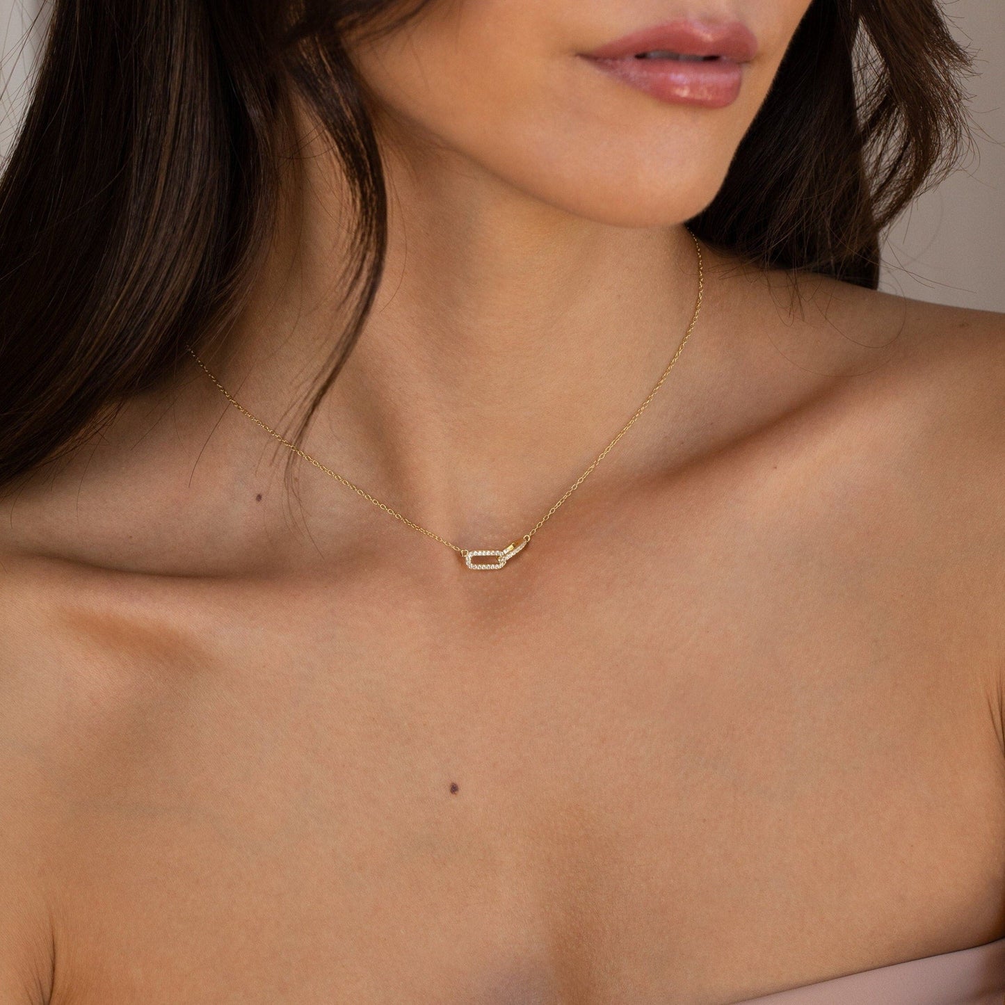 Fiona- 0.15 TCW Round Pave Linked Moissanite Necklace