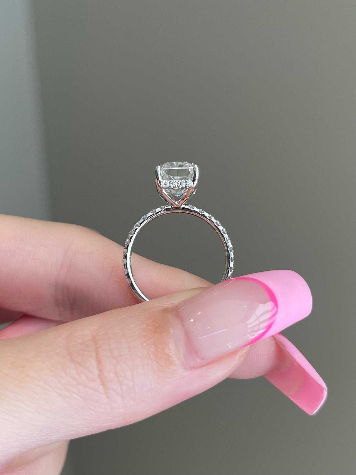 Laura- 4.0 CT Radiant Hidden Halo Pave Moissanite Ring