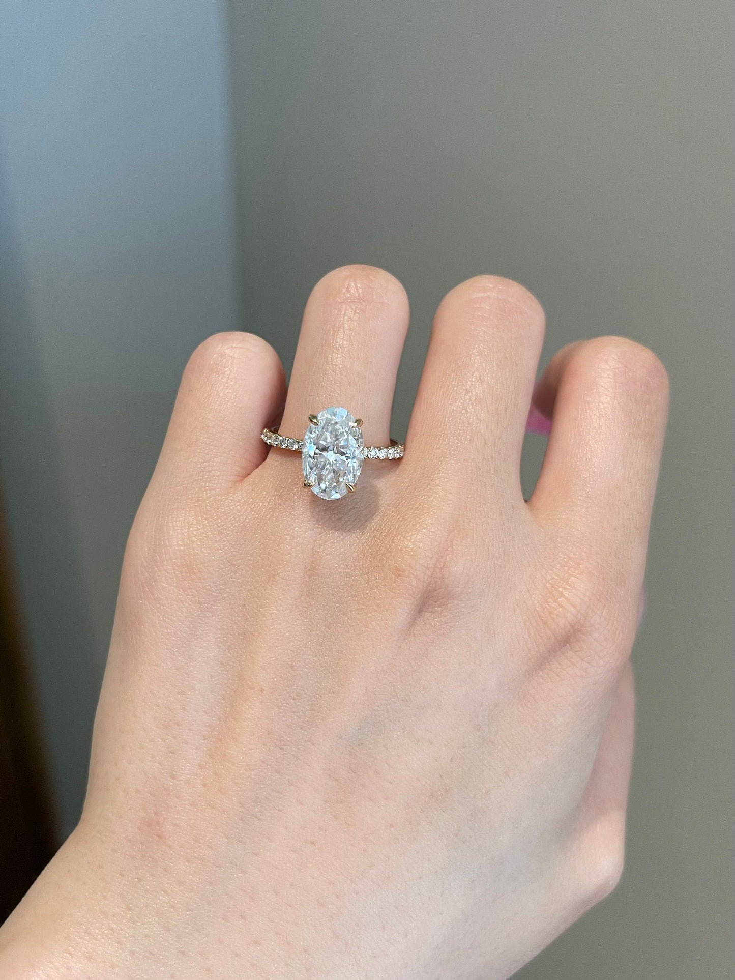 Kathleen- 4.0 CT Oval Hidden Halo Pave Moissanite Ring