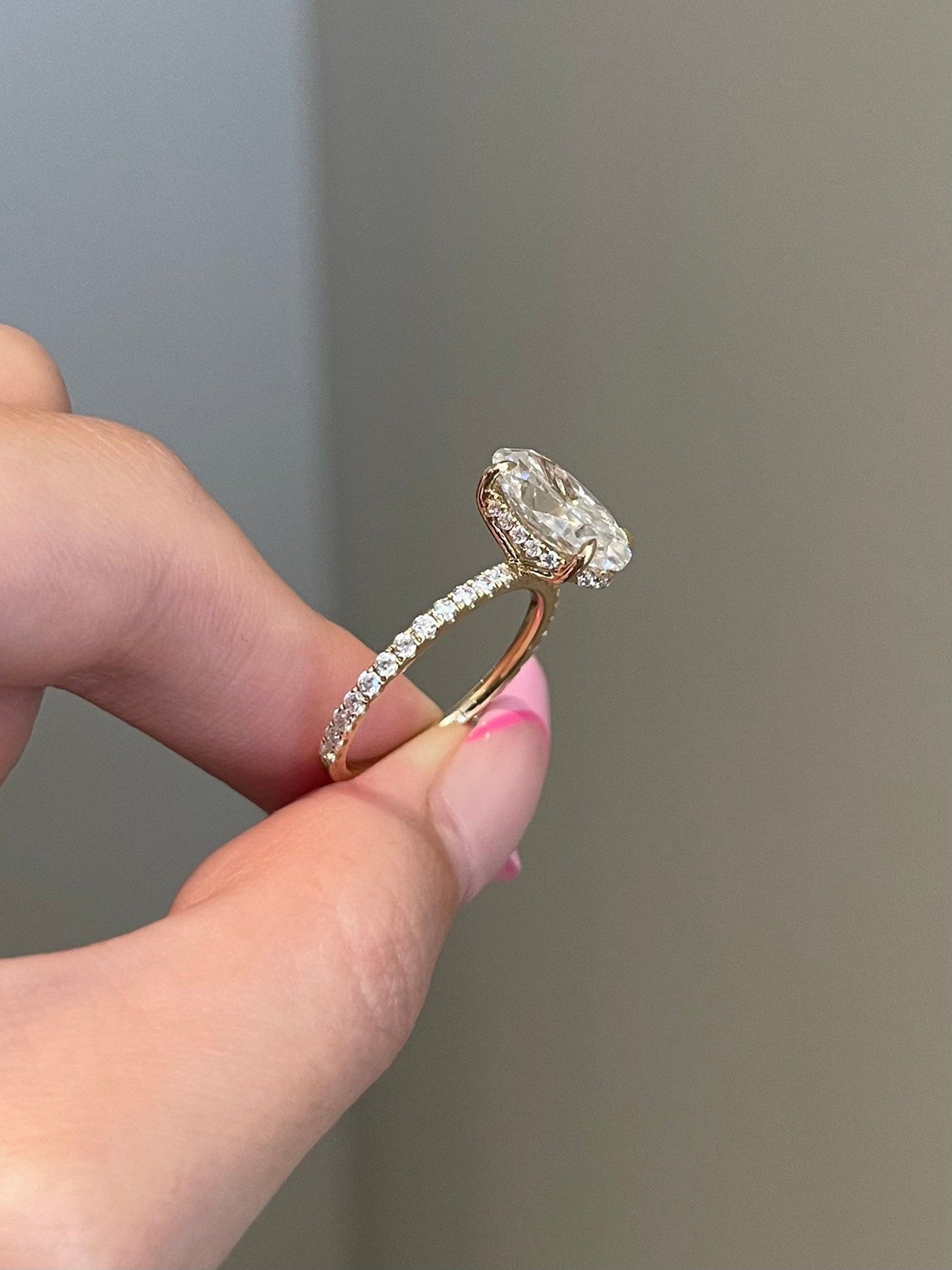 Kathleen- 4.0 CT Oval Hidden Halo Pave Moissanite Ring