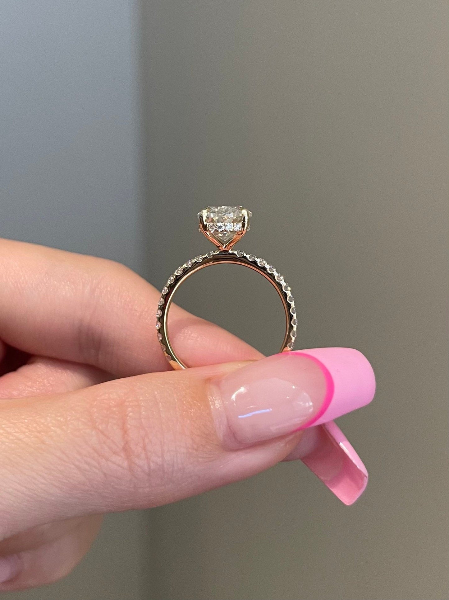 Kathleen- 4.0 CT Oval Hidden Halo Pave Moissanite Ring