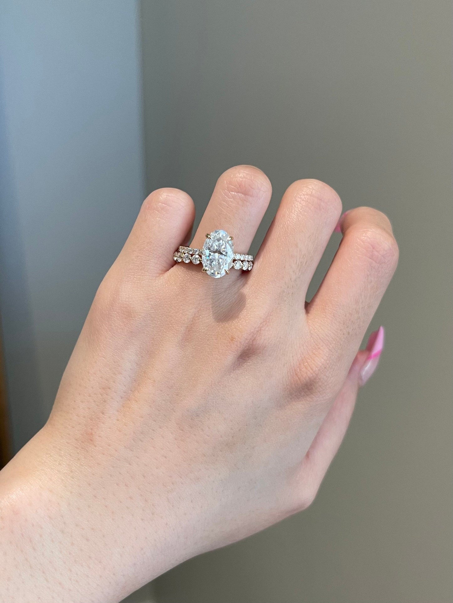 Kathleen- 4.0 CT Oval Hidden Halo Pave Moissanite Ring
