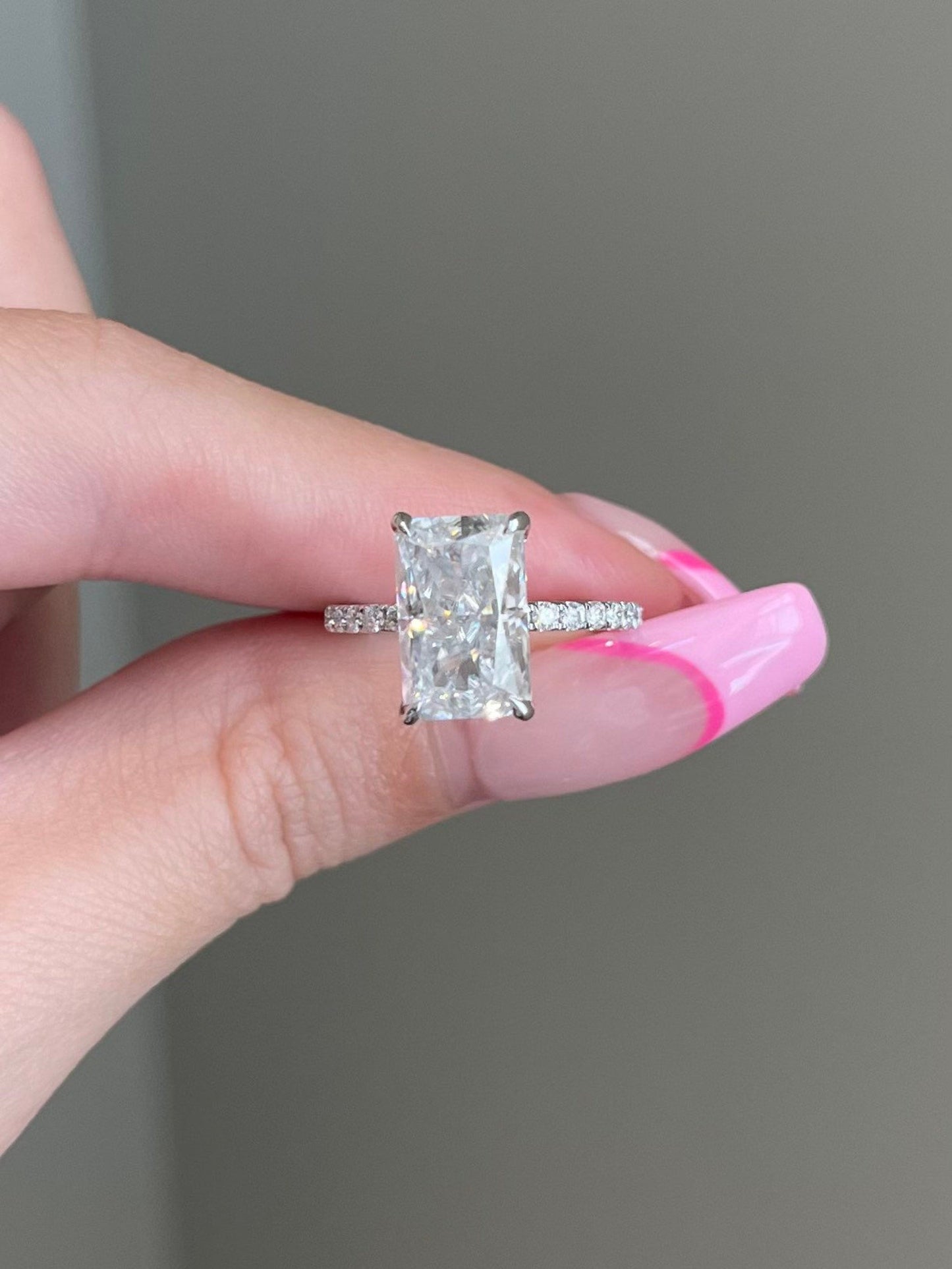 Laura- 4.0 CT Radiant Hidden Halo Pave Moissanite Ring