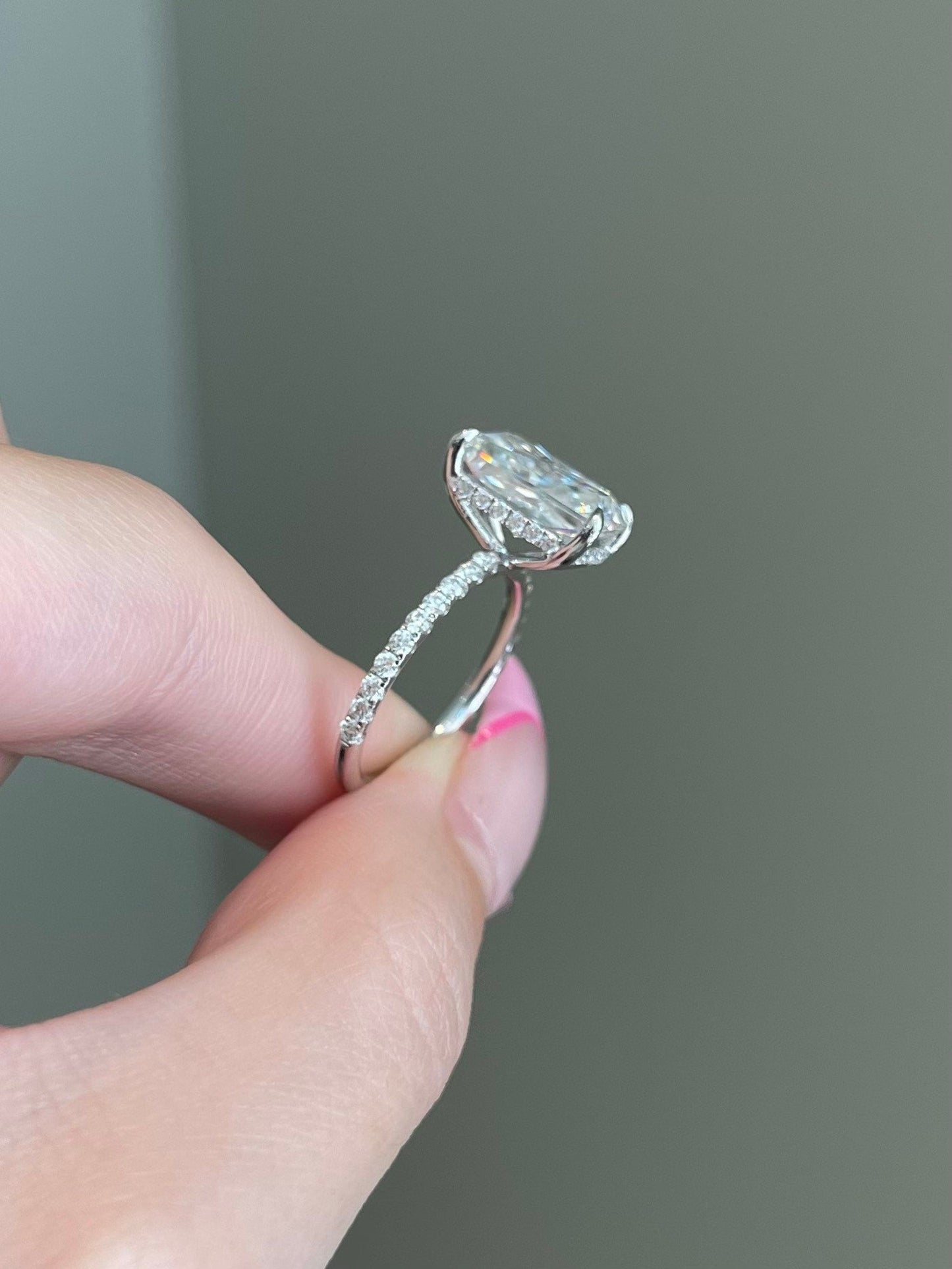 Laura- 4.0 CT Radiant Hidden Halo Pave Moissanite Ring