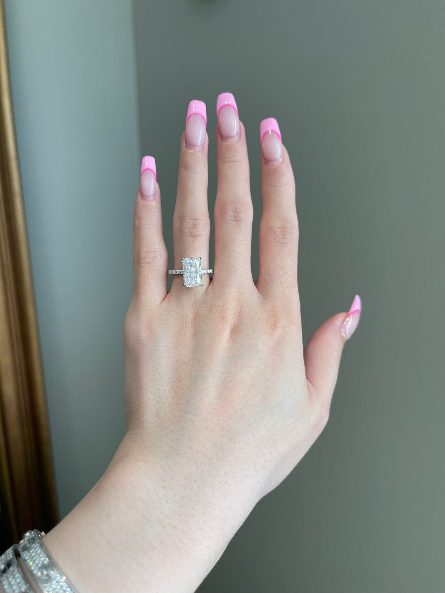 Laura- 4.0 CT Radiant Hidden Halo Pave Moissanite Ring