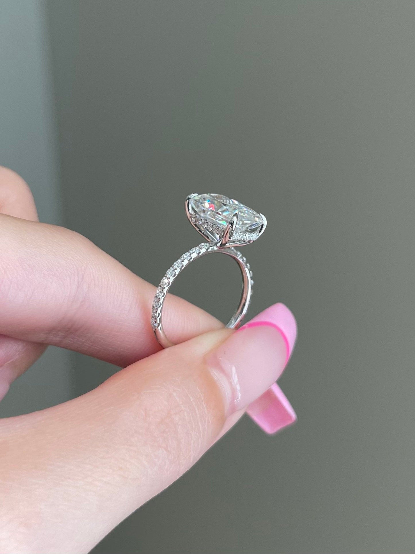 Laura- 4.0 CT Radiant Hidden Halo Pave Moissanite Ring