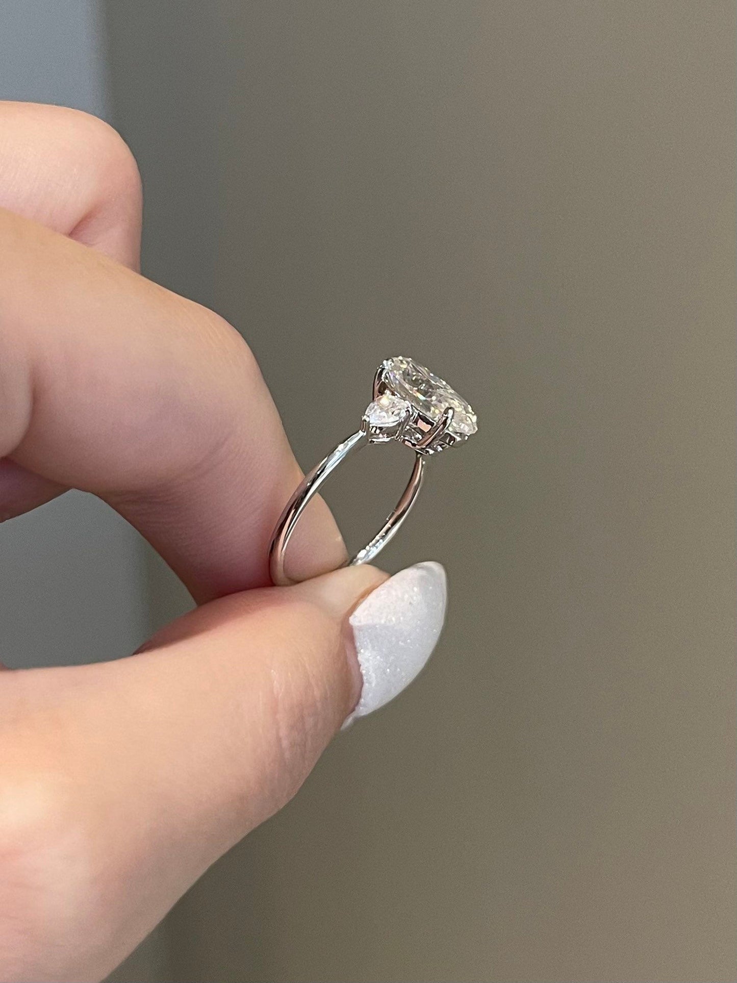 Jeffrey- 3.0 CT Oval Three Stone Style Moissanite Ring