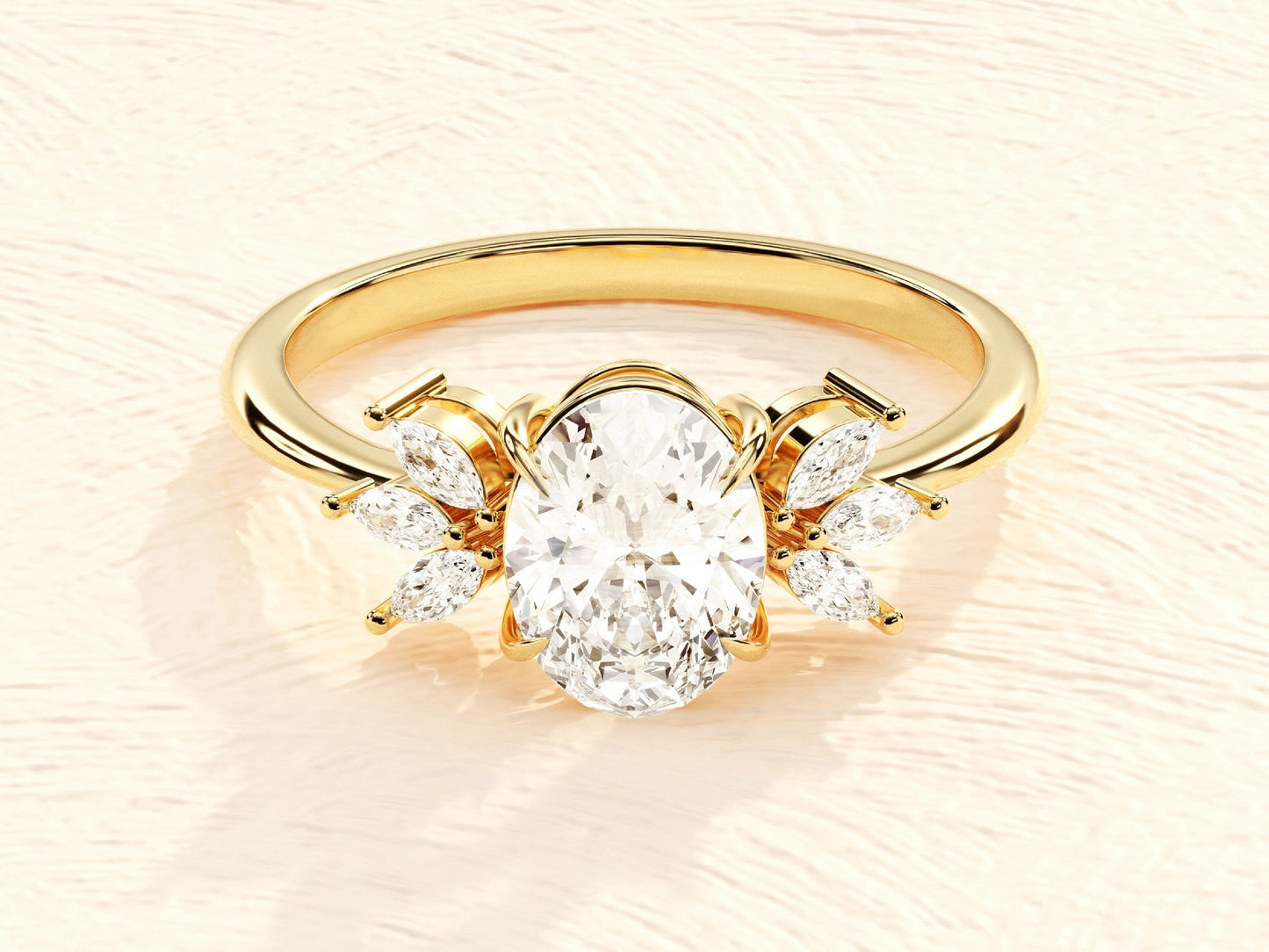 Joan- 1.50 CT Oval Cluster Moissanite Ring