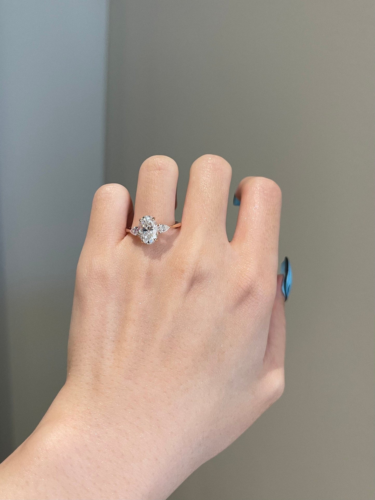 Michelle- 2.5 CT Oval Three Stone Style Moissanite Ring