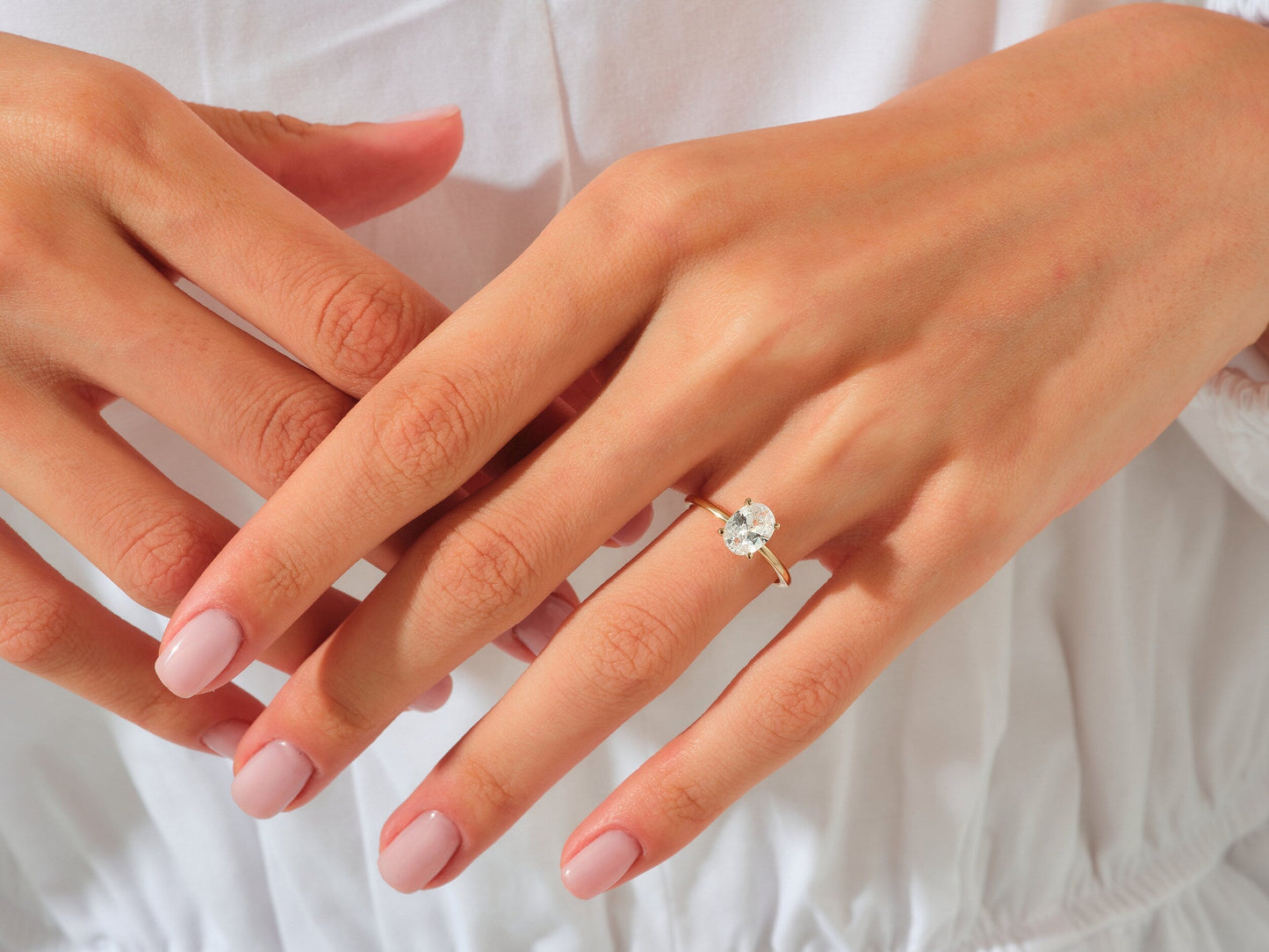 Gloria- 1.0 CT Oval Solitaire Moissanite Ring