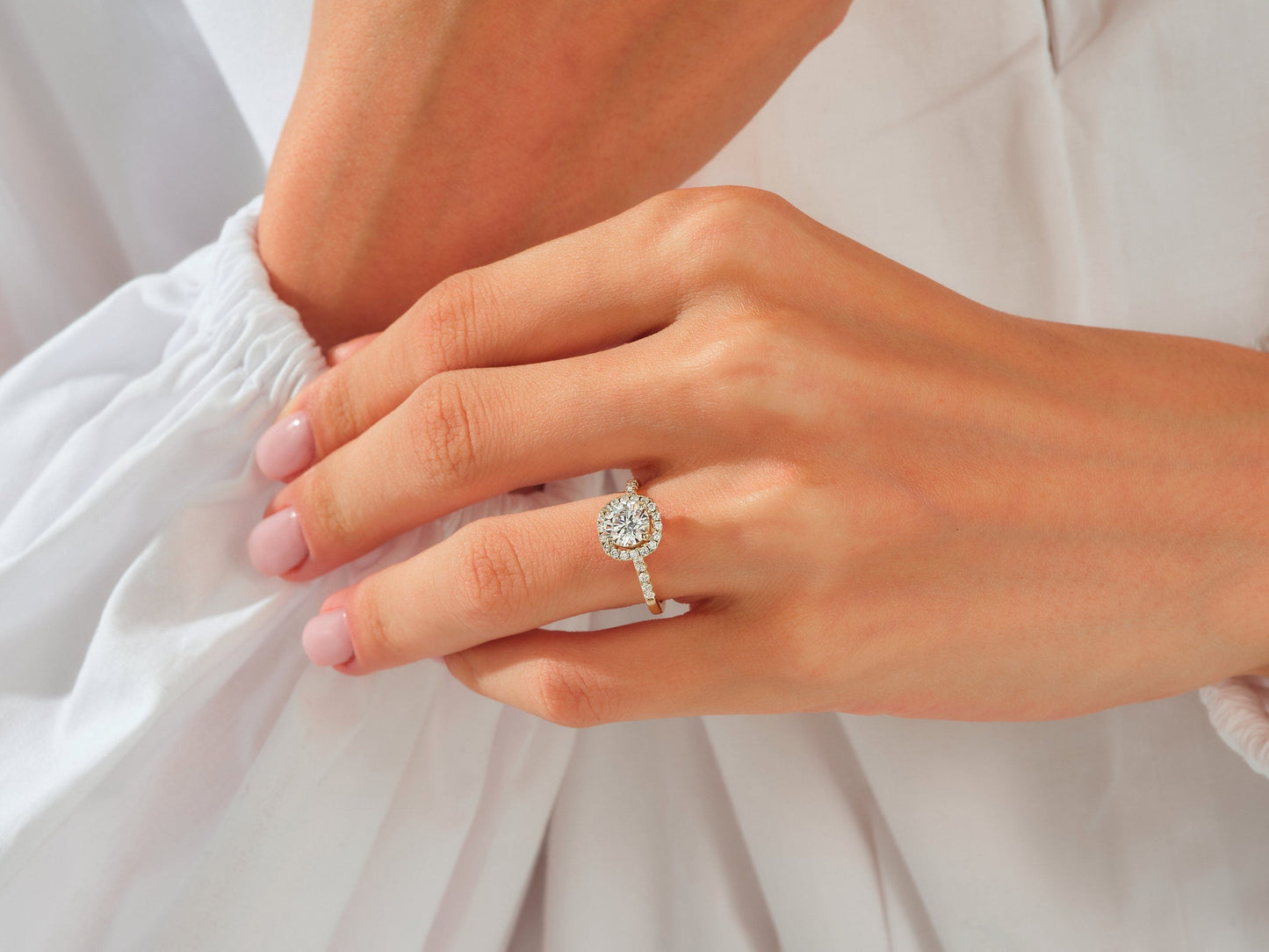 Kyle- 1.0 CT Cushion Halo Pave Moissanite Ring