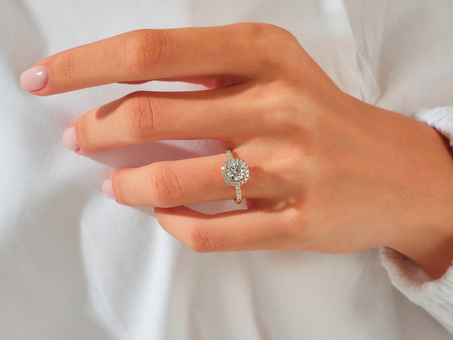 Kyle- 1.0 CT Cushion Halo Pave Moissanite Ring