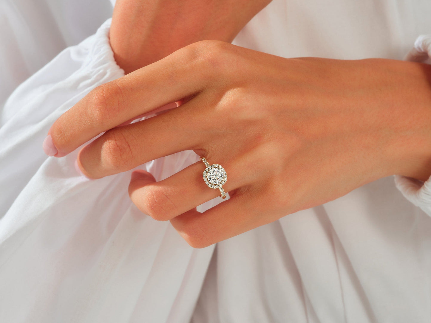 Kyle- 1.0 CT Cushion Halo Pave Moissanite Ring