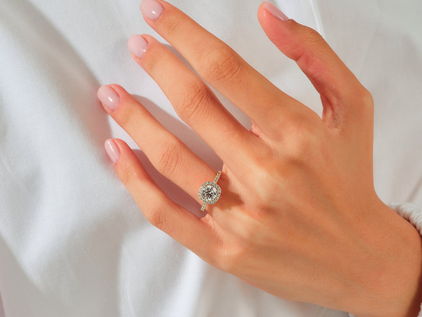 Kyle- 1.0 CT Cushion Halo Pave Moissanite Ring