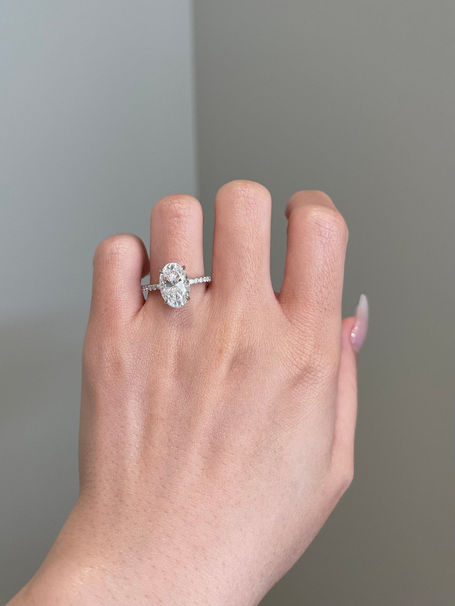 Cynthia- 4.0 CT Oval Hidden Halo Pave Moissanite Ring