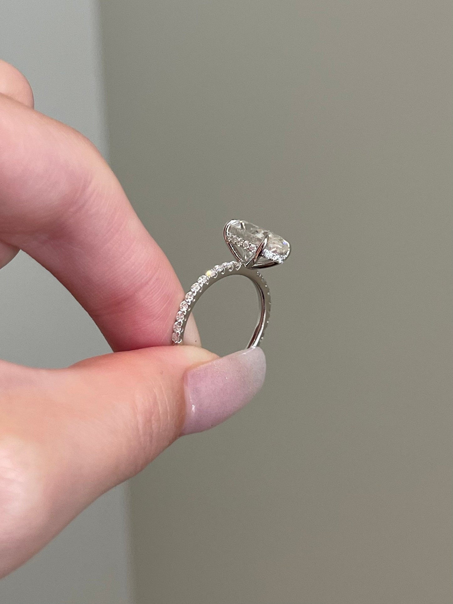 Cynthia- 4.0 CT Oval Hidden Halo Pave Moissanite Ring