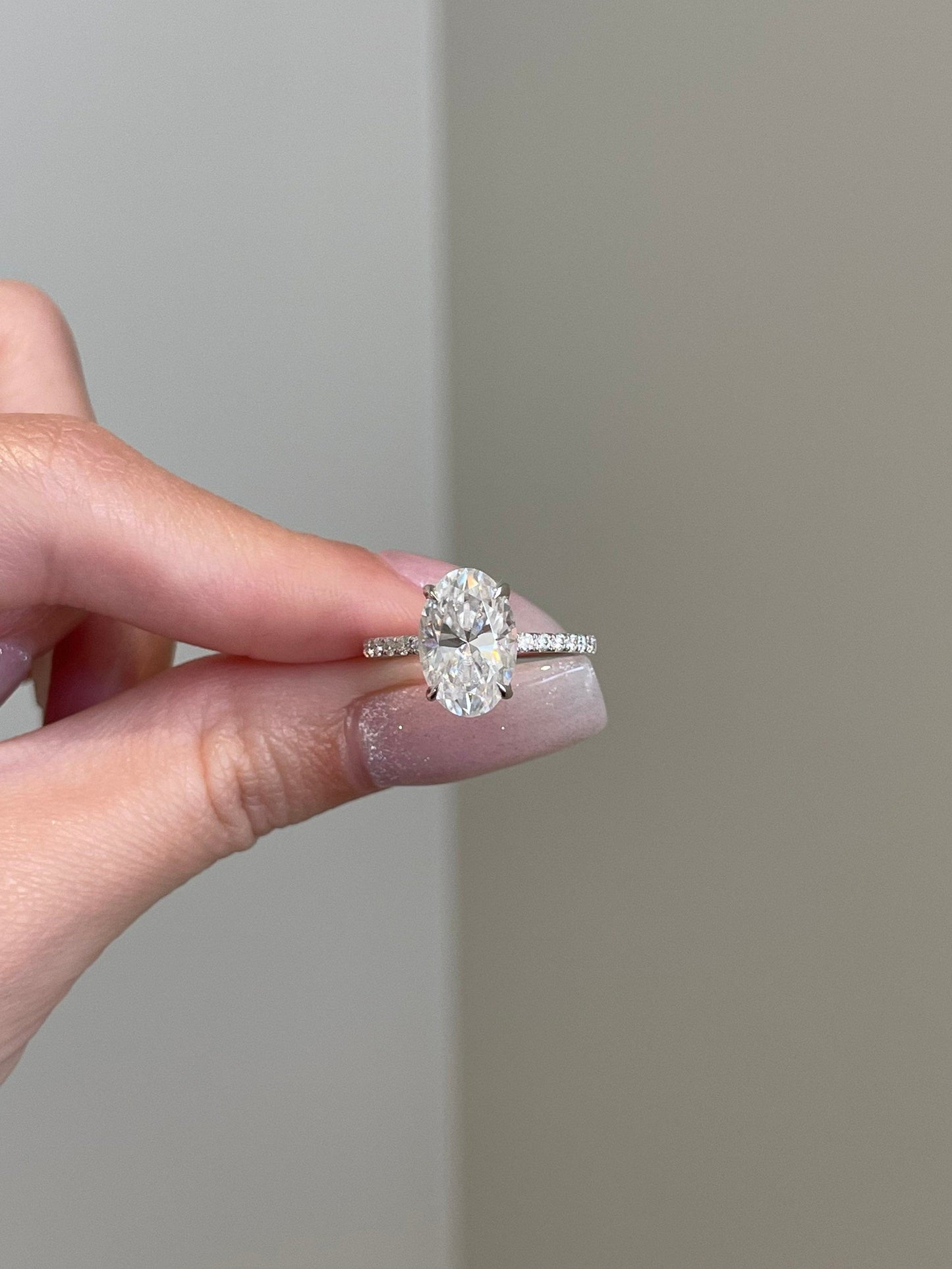 Cynthia- 4.0 CT Oval Hidden Halo Pave Moissanite Ring