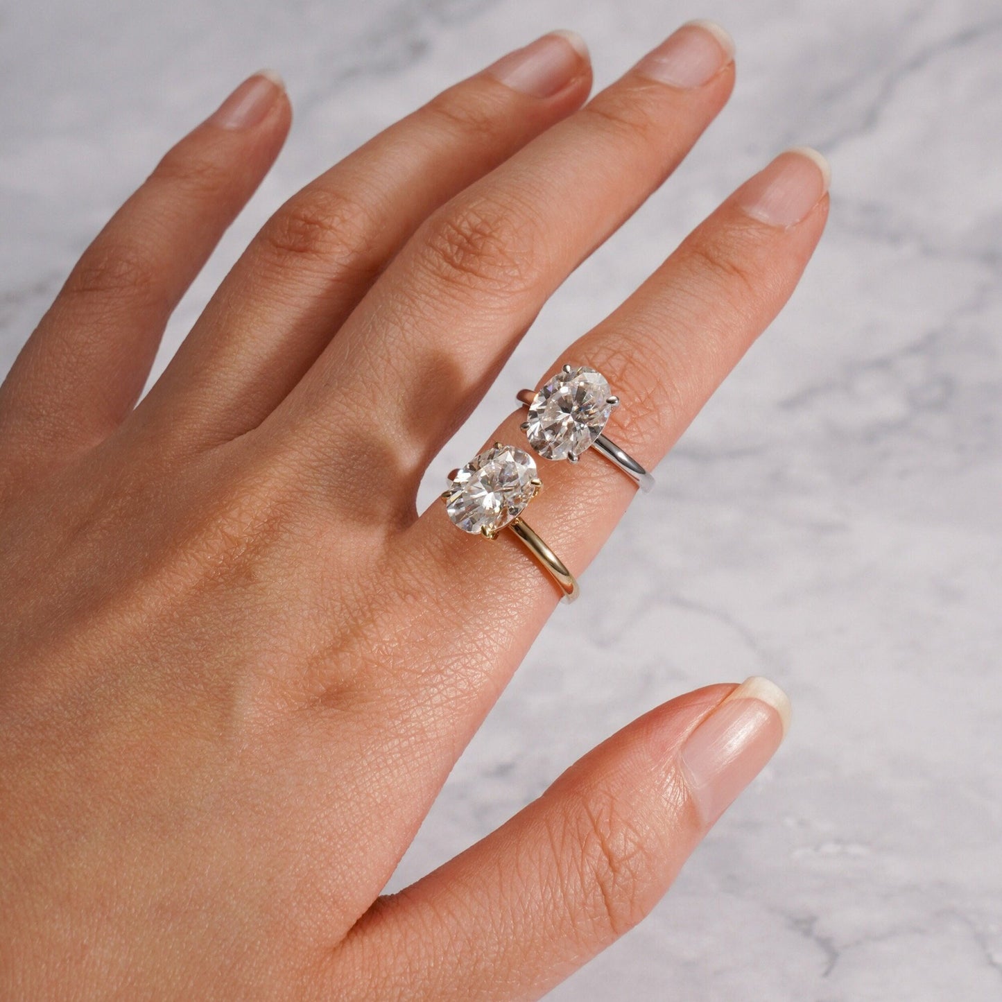 3.0 CT Oval Cut Solitaire Moissanite Engagement Ring