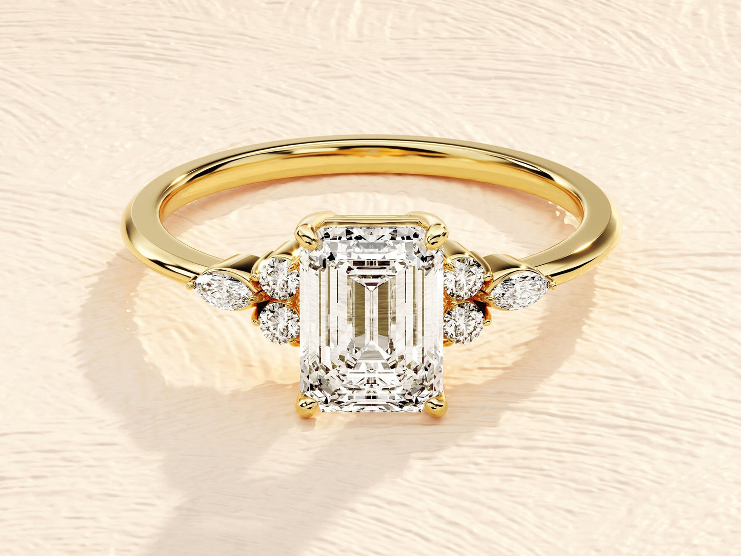 Catherine- 1.50 CT Emerald Cluster Moissanite Ring