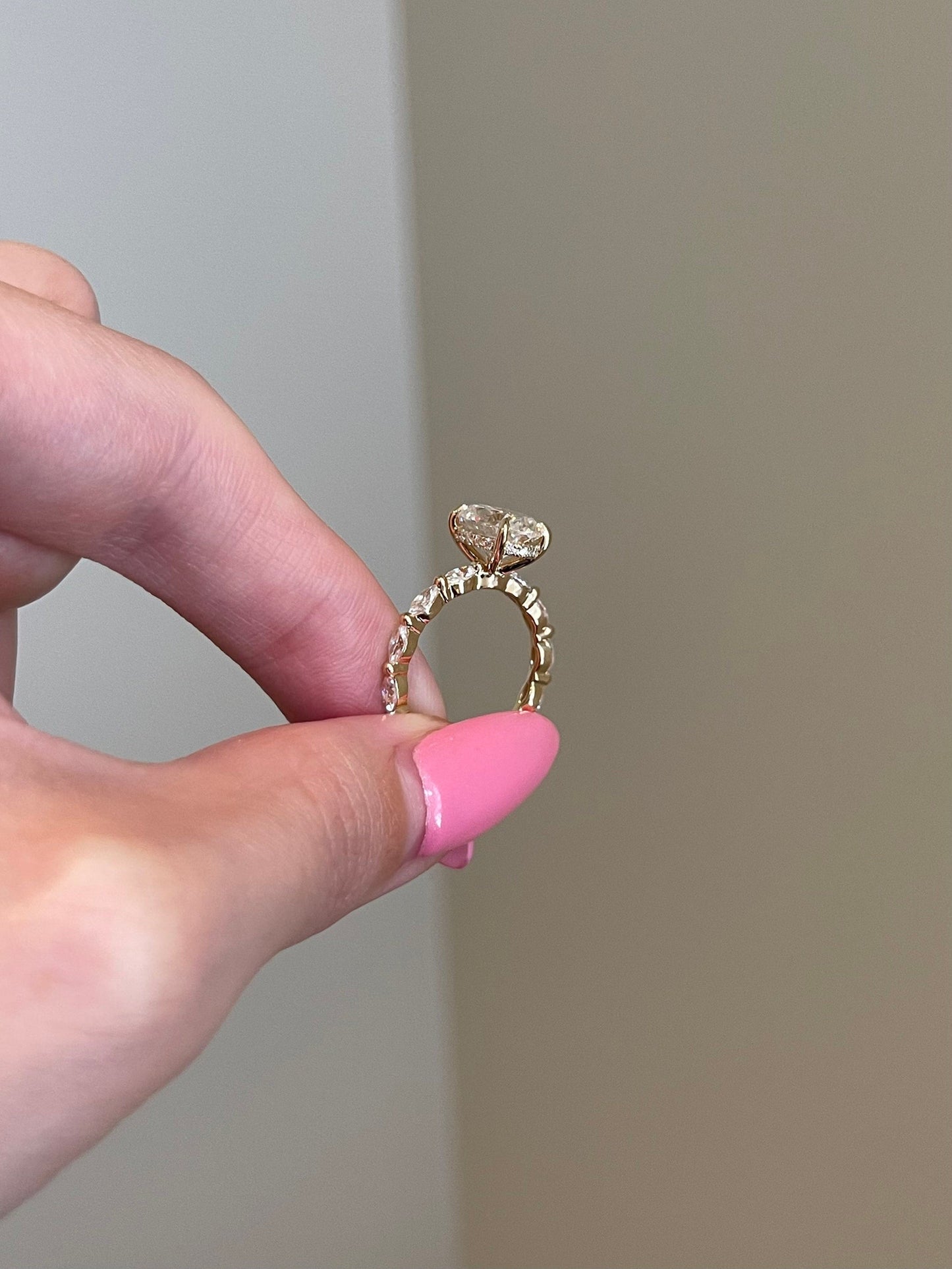 Rose- 2.0 CT Oval Hidden Halo Pave Moissanite Ring