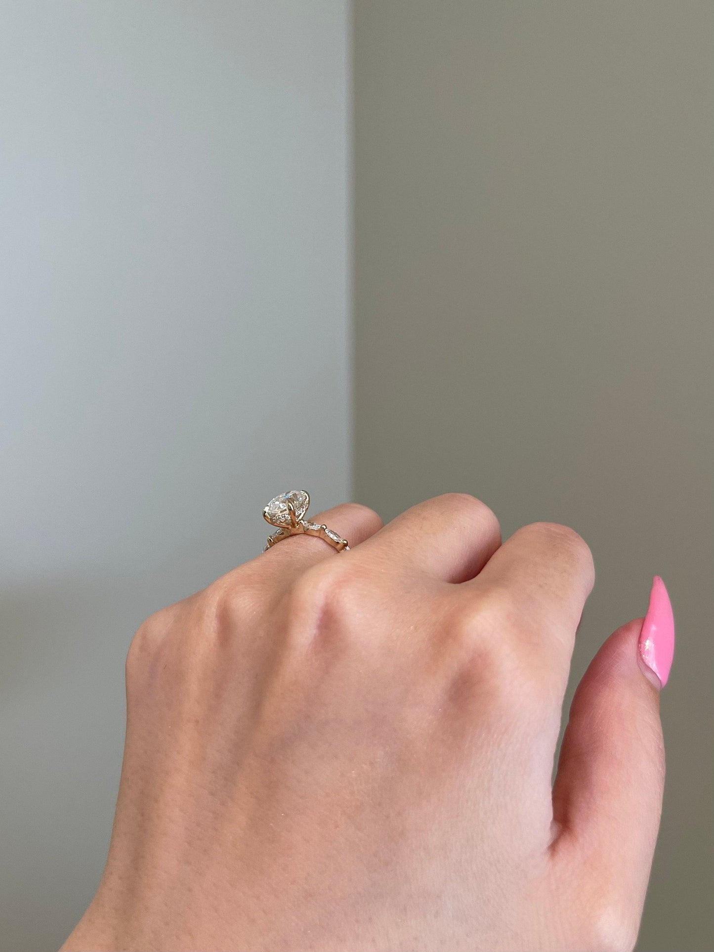 Rose- 2.0 CT Oval Hidden Halo Pave Moissanite Ring