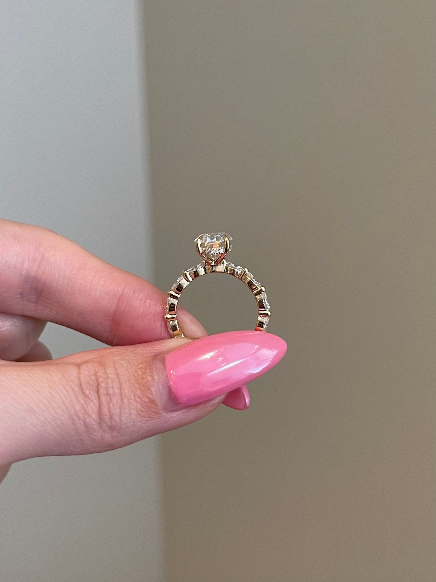Rose- 2.0 CT Oval Hidden Halo Pave Moissanite Ring