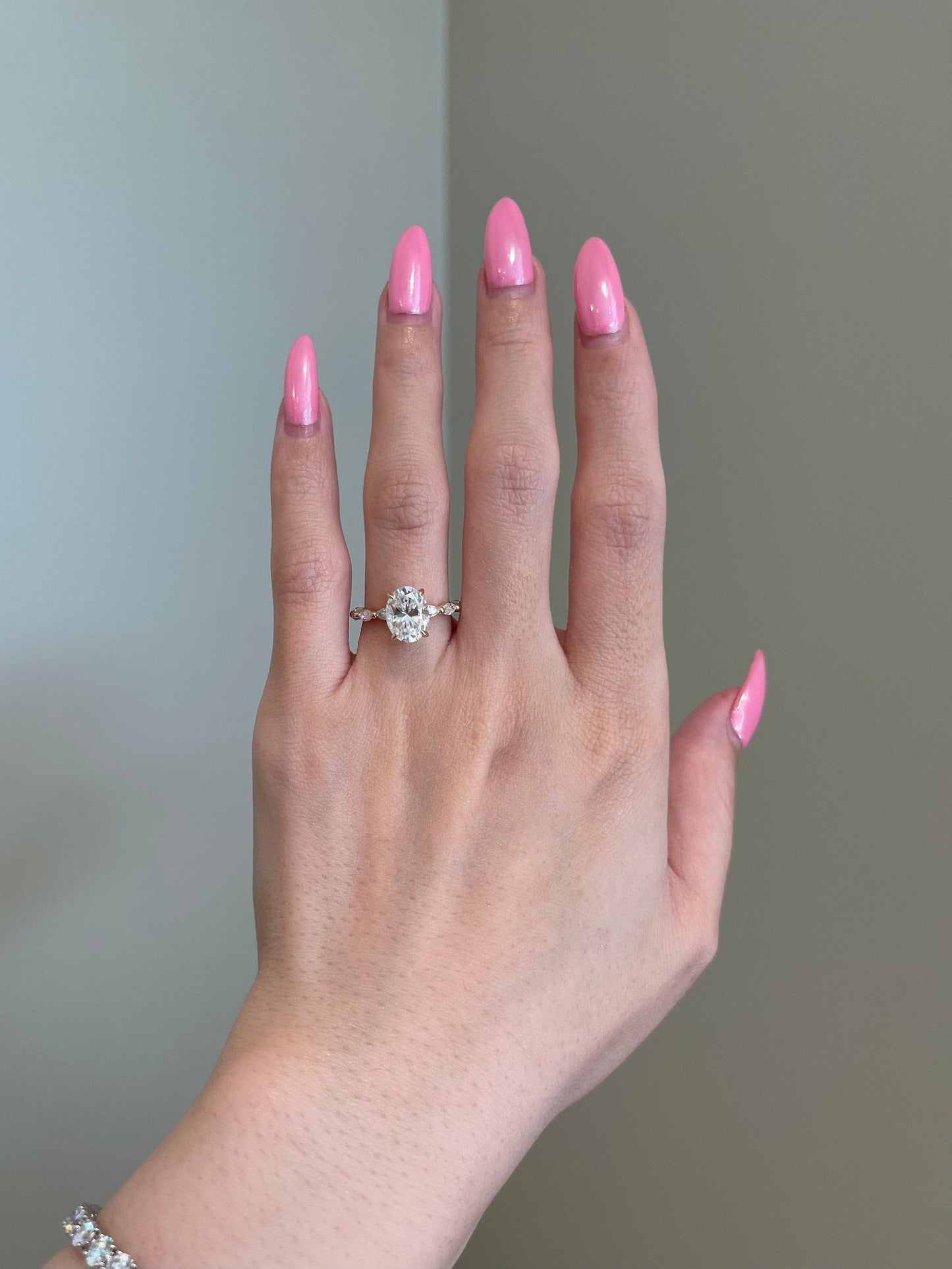 Rose- 2.0 CT Oval Hidden Halo Pave Moissanite Ring