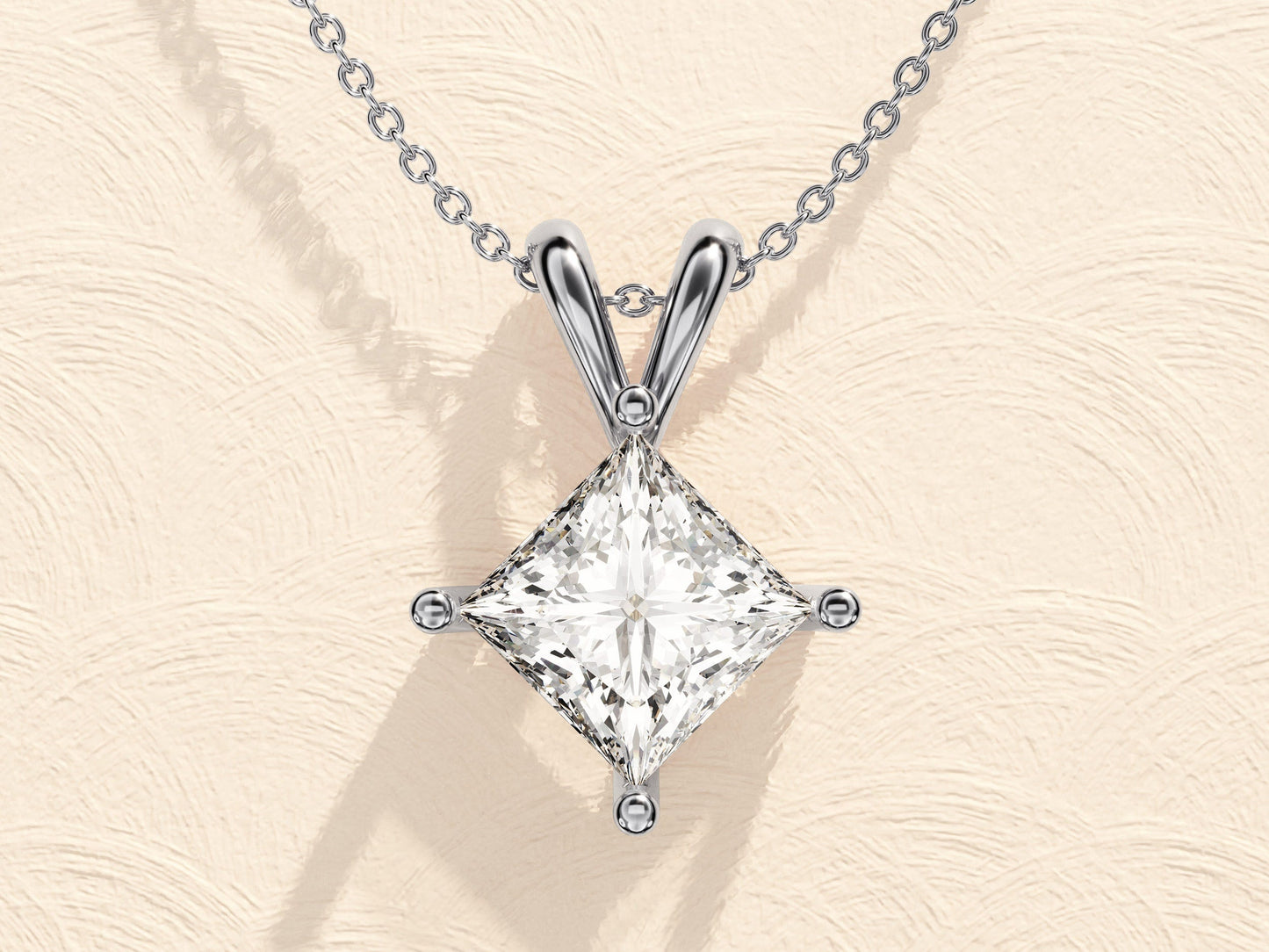 Jasmine - 1.0 CT Princess Solitaire Moissanite Necklace