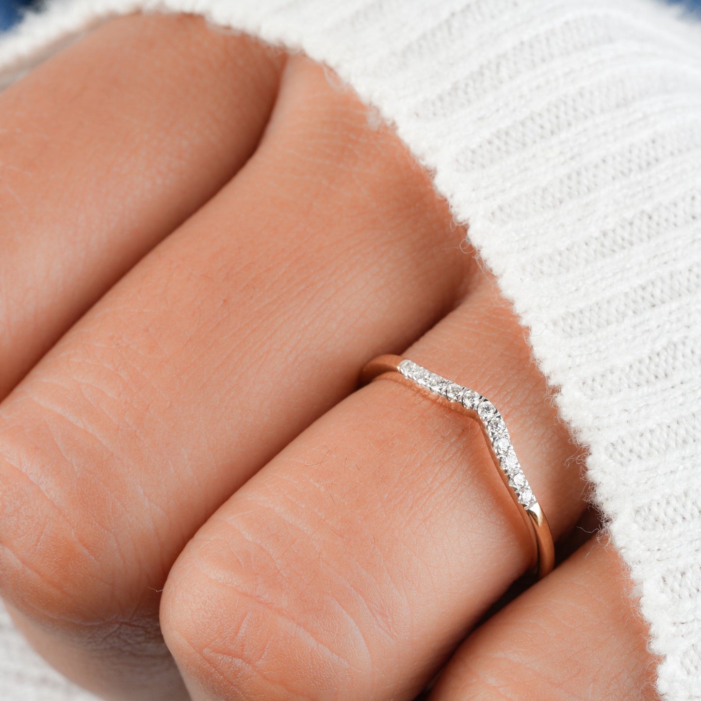 Edna-0.12 CTW Round Curved Wedding Band