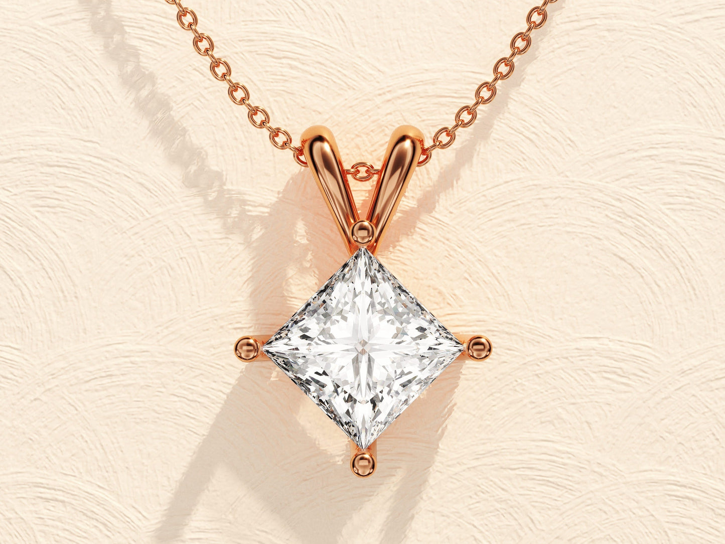Jasmine - 1.0 CT Princess Solitaire Moissanite Necklace