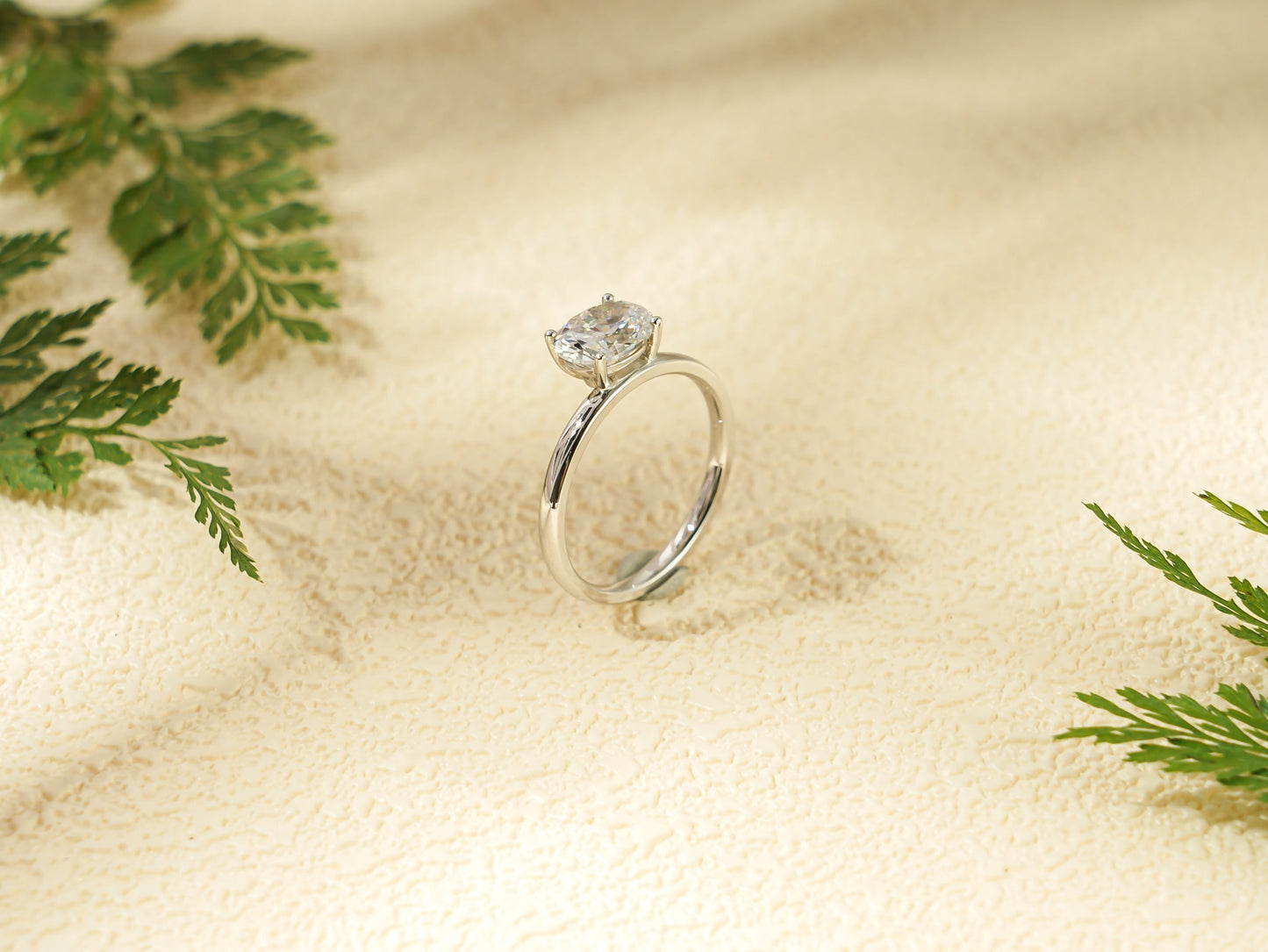 1.0 CT Oval Cut Solitaire Moissanite Engagement Ring